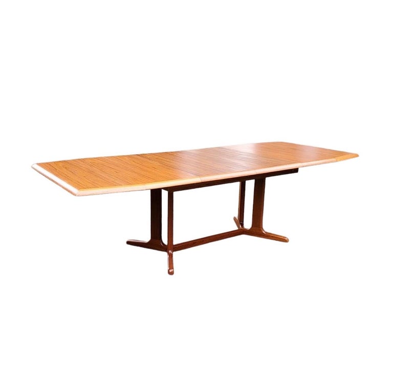 Imported Vintage MidCentury Modern Dining Table with Two Hidden Leaves