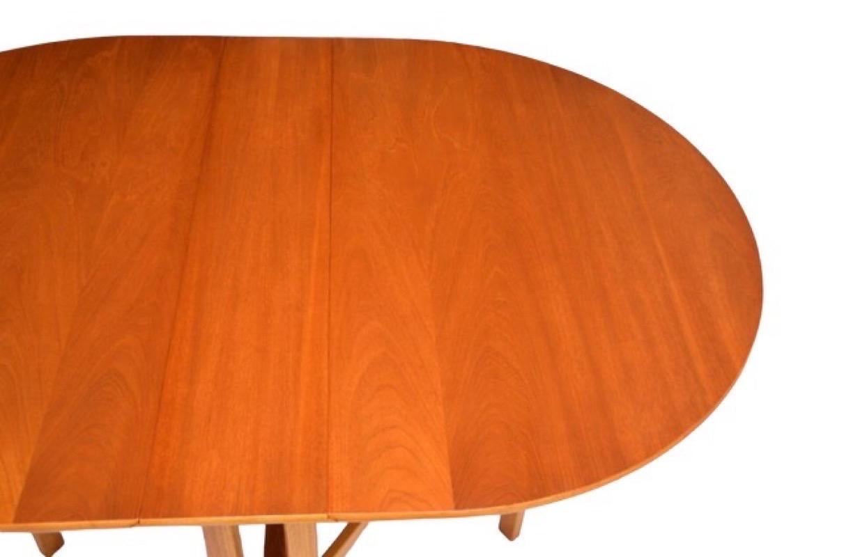 Wood Imported Vintage Mid-Century Modern Walnut Gateleg Extended Dining Table