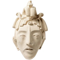 Imposant and Elegant African Ceramic Mask , Wall Decoration, circa 1975