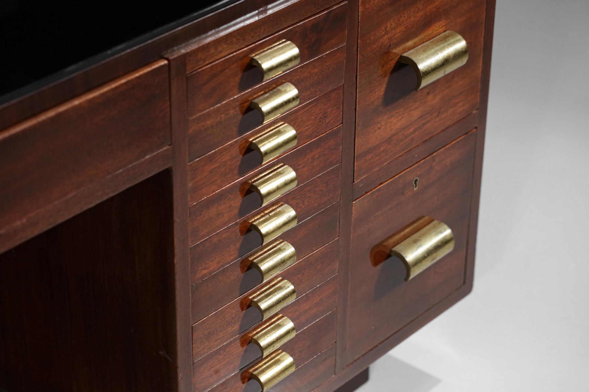 Imposing 1940's French Modernist Desk in Mahogany in Style of Dupré Lafon, E498 For Sale 7
