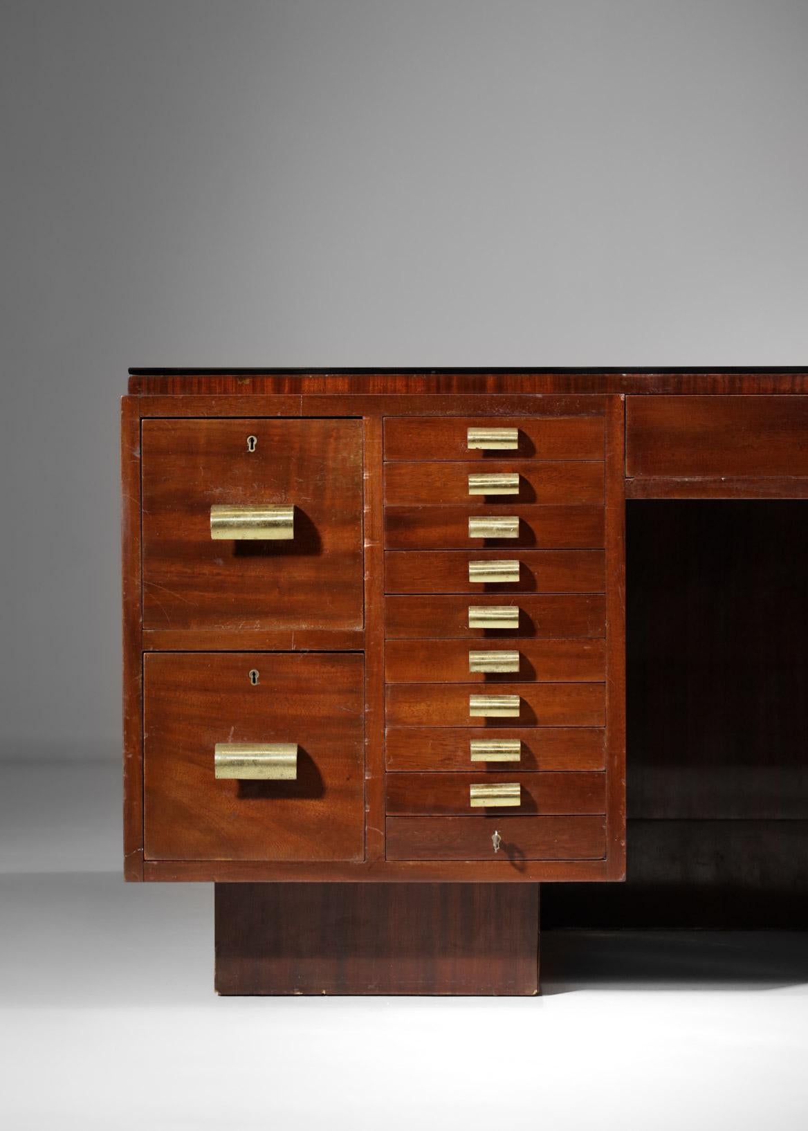 Imposing 1940's French Modernist Desk in Mahogany in Style of Dupré Lafon, E498 For Sale 9