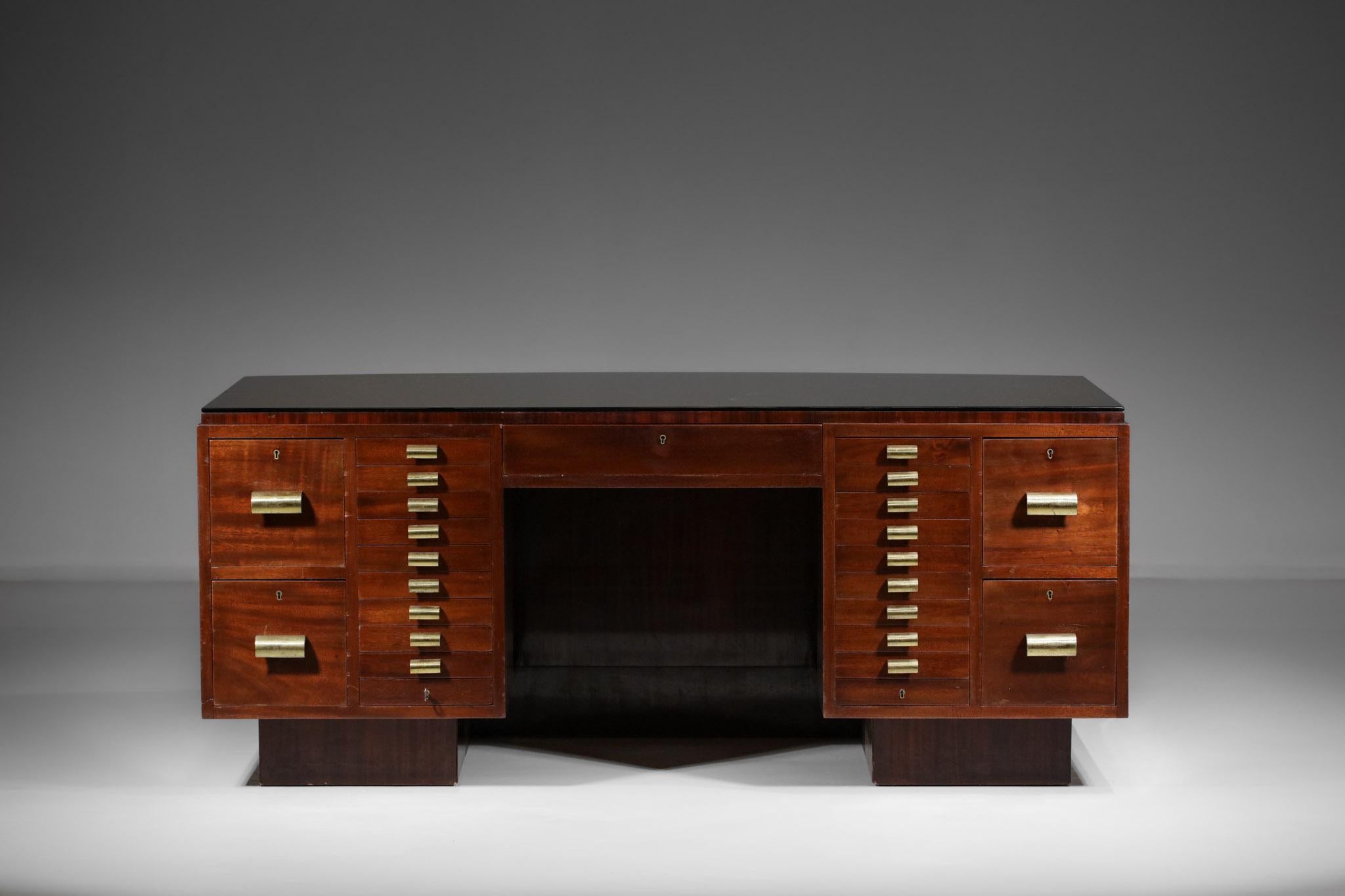 Imposing 1940's French Modernist Desk in Mahogany in Style of Dupré Lafon, E498 For Sale 11