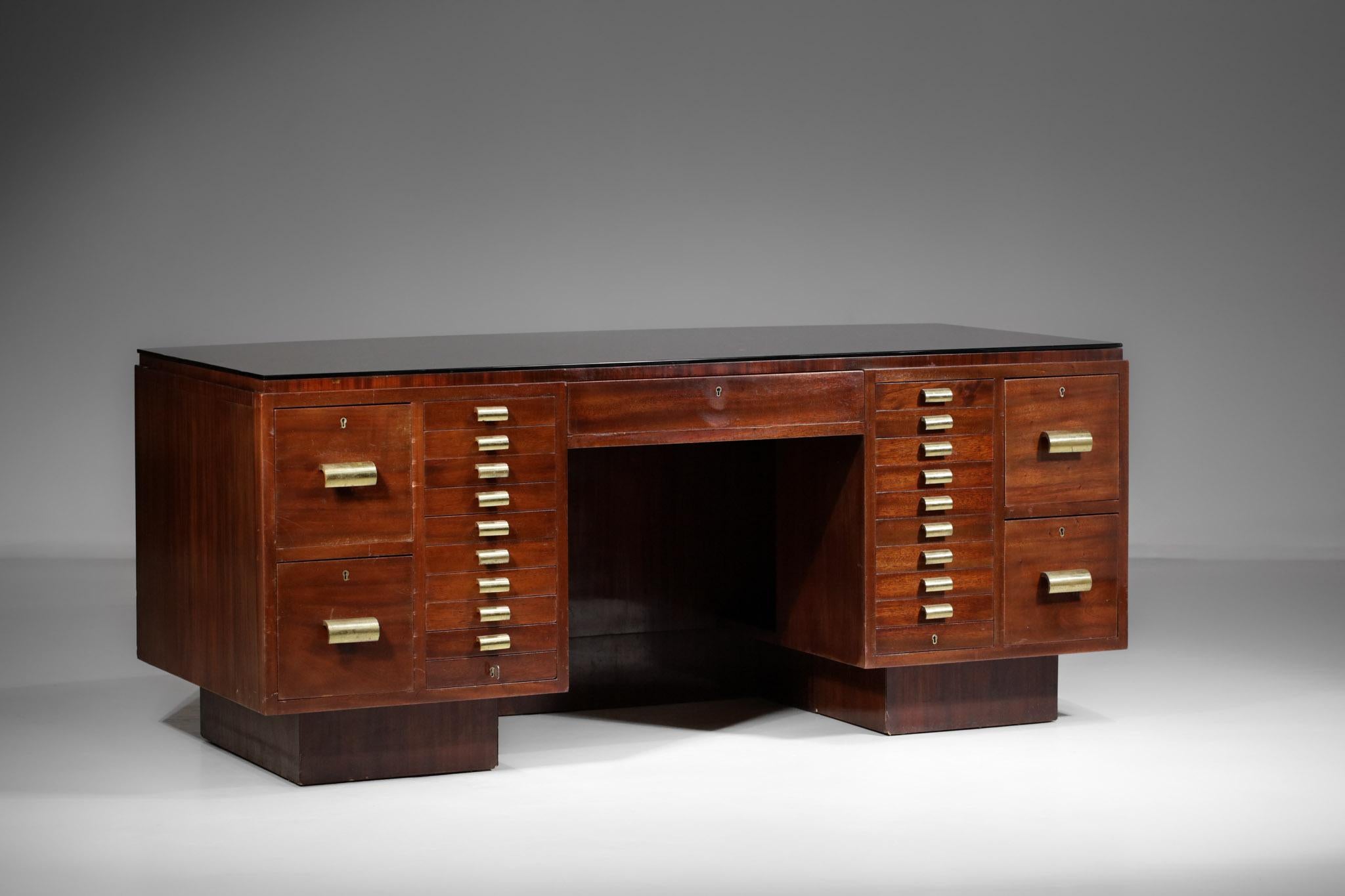 Imposing 1940's French Modernist Desk in Mahogany in Style of Dupré Lafon, E498 For Sale 14