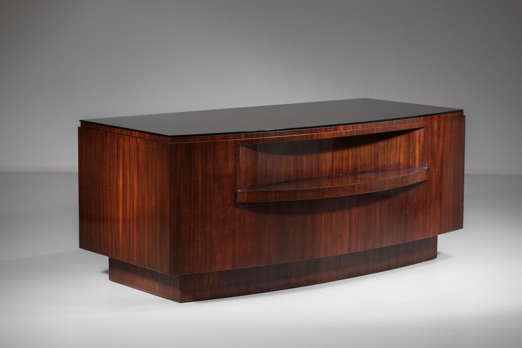 Mid-20th Century Imposing 1940's French Modernist Desk in Mahogany in Style of Dupré Lafon, E498 For Sale