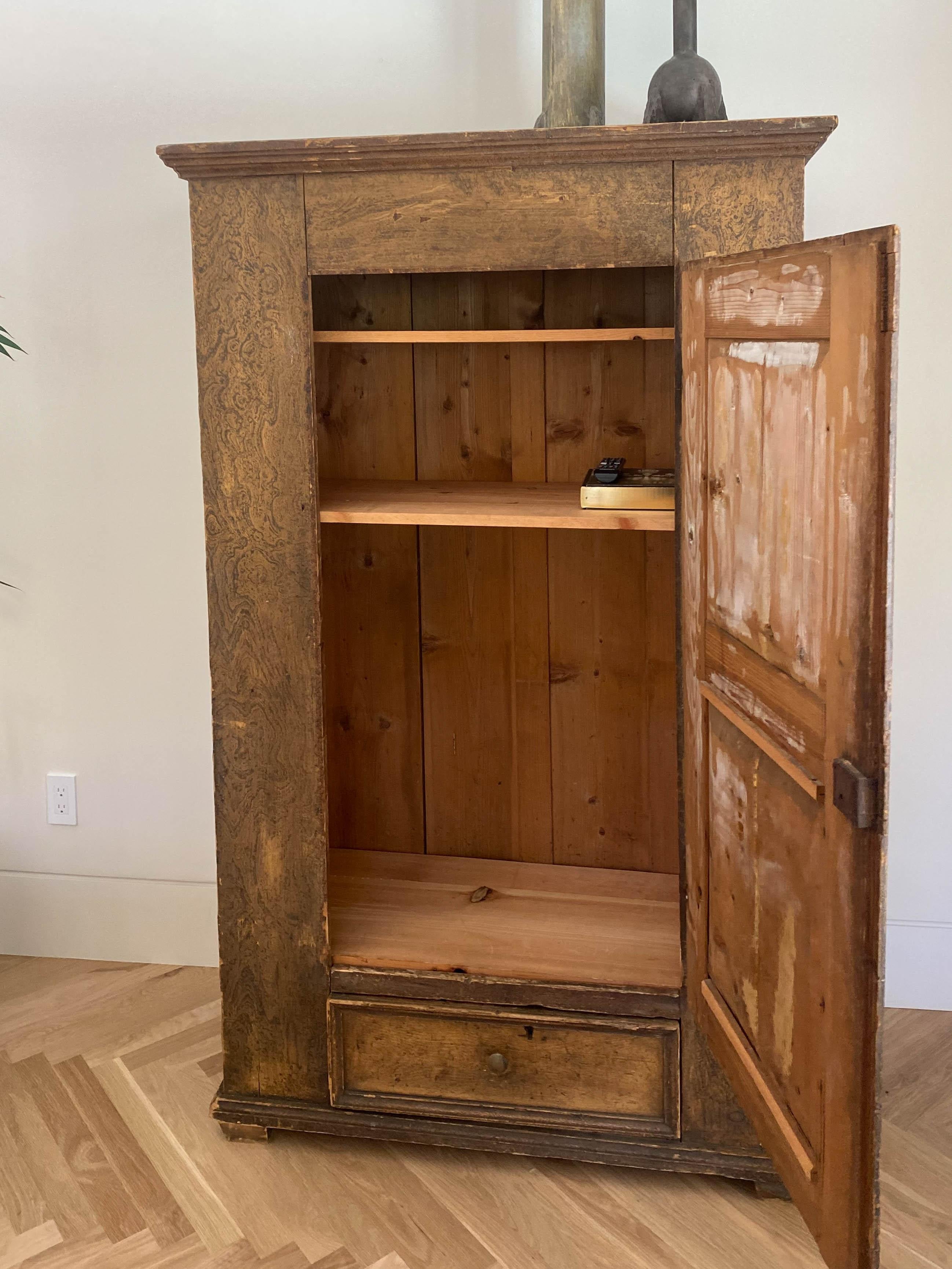 Rustic Imposing 19th Century Armoire Cabinet in Oak For Sale