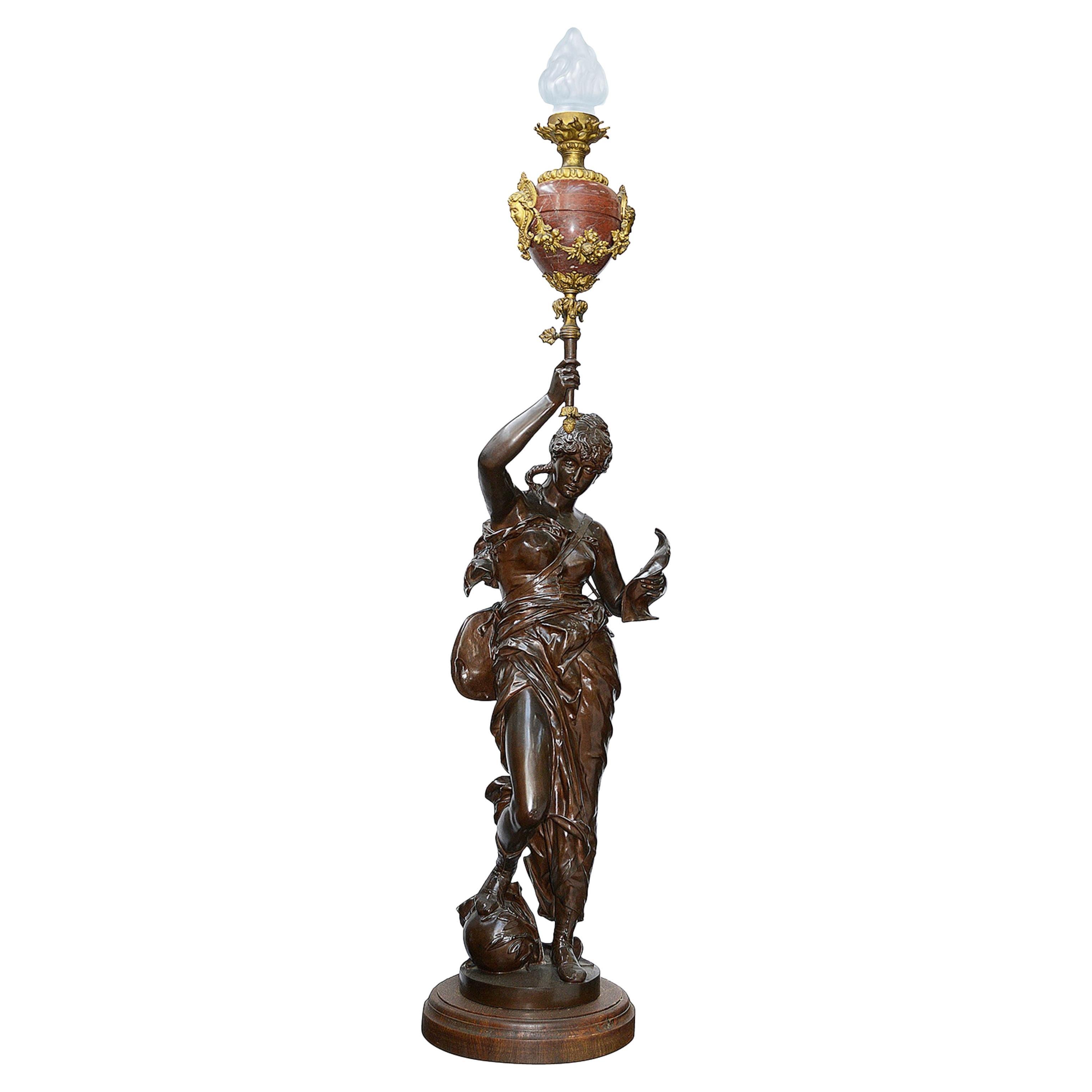 Imposing 19th Century Bronze Torchere, by Coutan