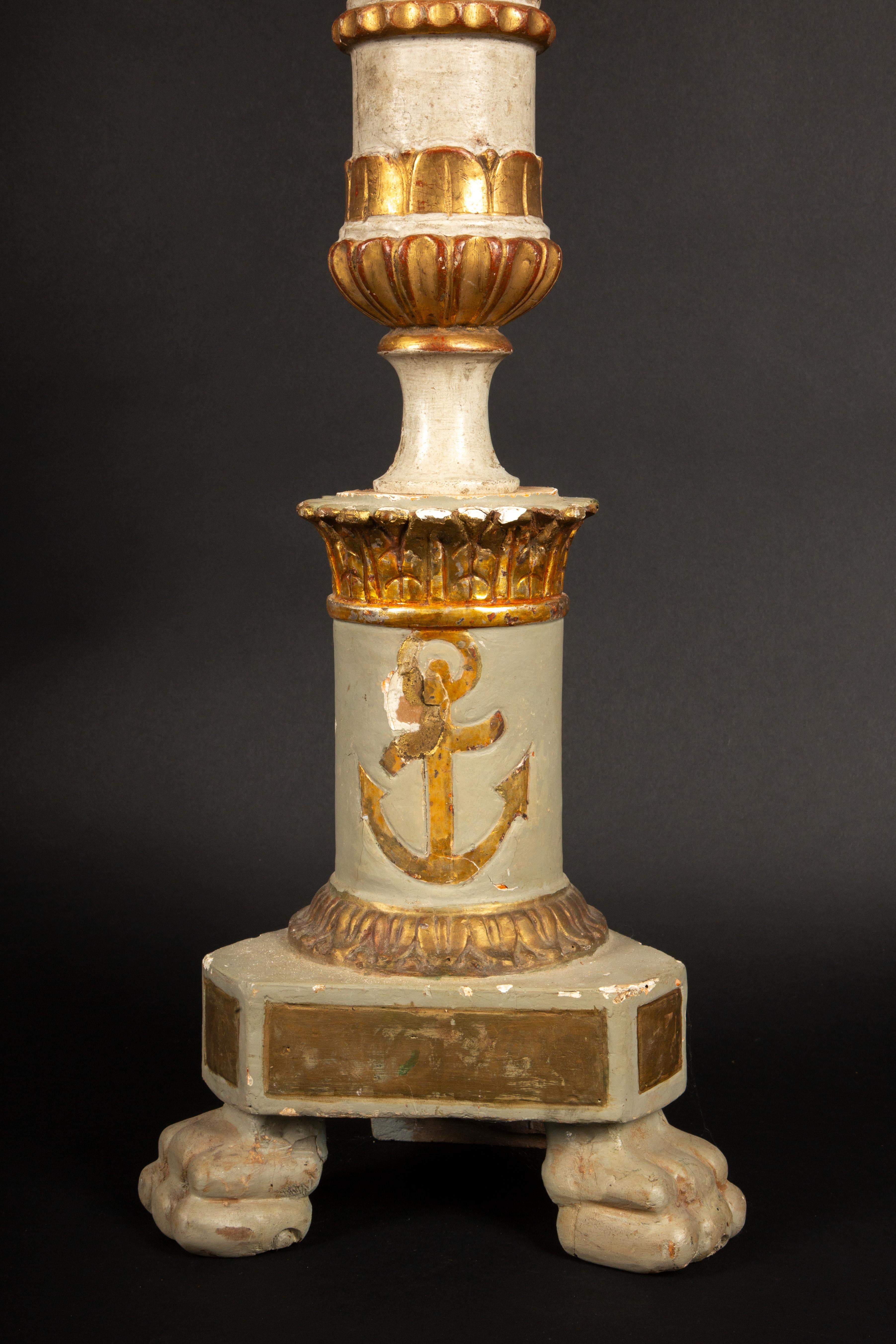 Grand Tour Imposing 19th-Century Gilt Sailor's Pricket with Mounted Natural Sea Fan- 62