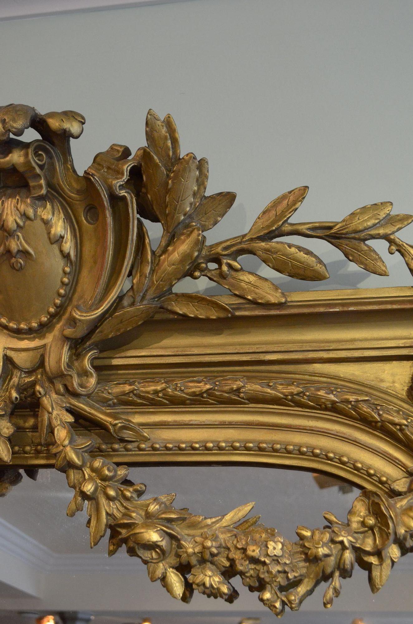 Imposing 19th Century Large Gilt Mirror For Sale 7