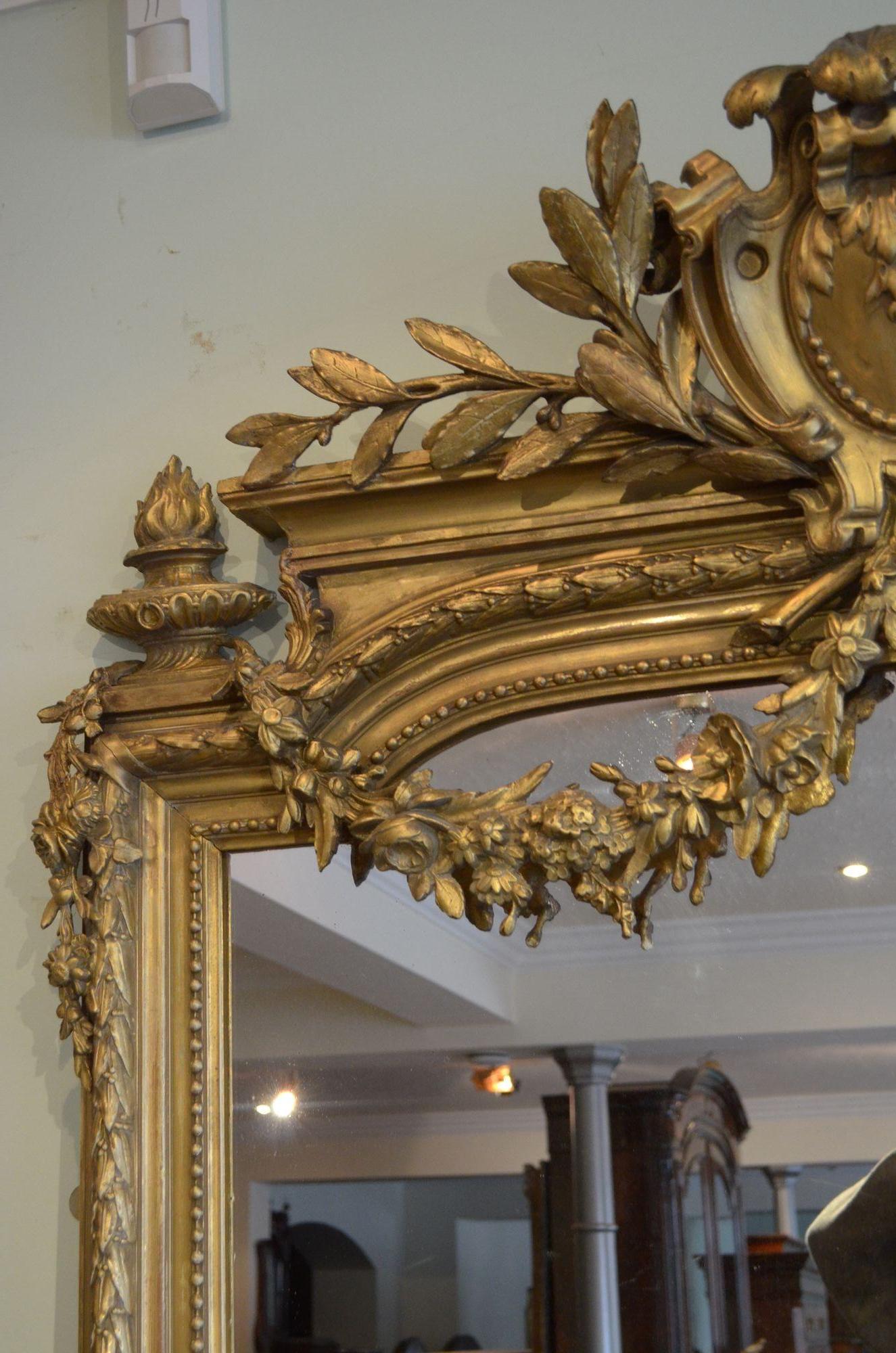 Imposing 19th Century Large Gilt Mirror For Sale 4