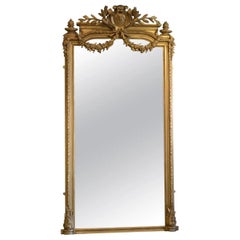Imposant grand miroir doré du 19e siècle