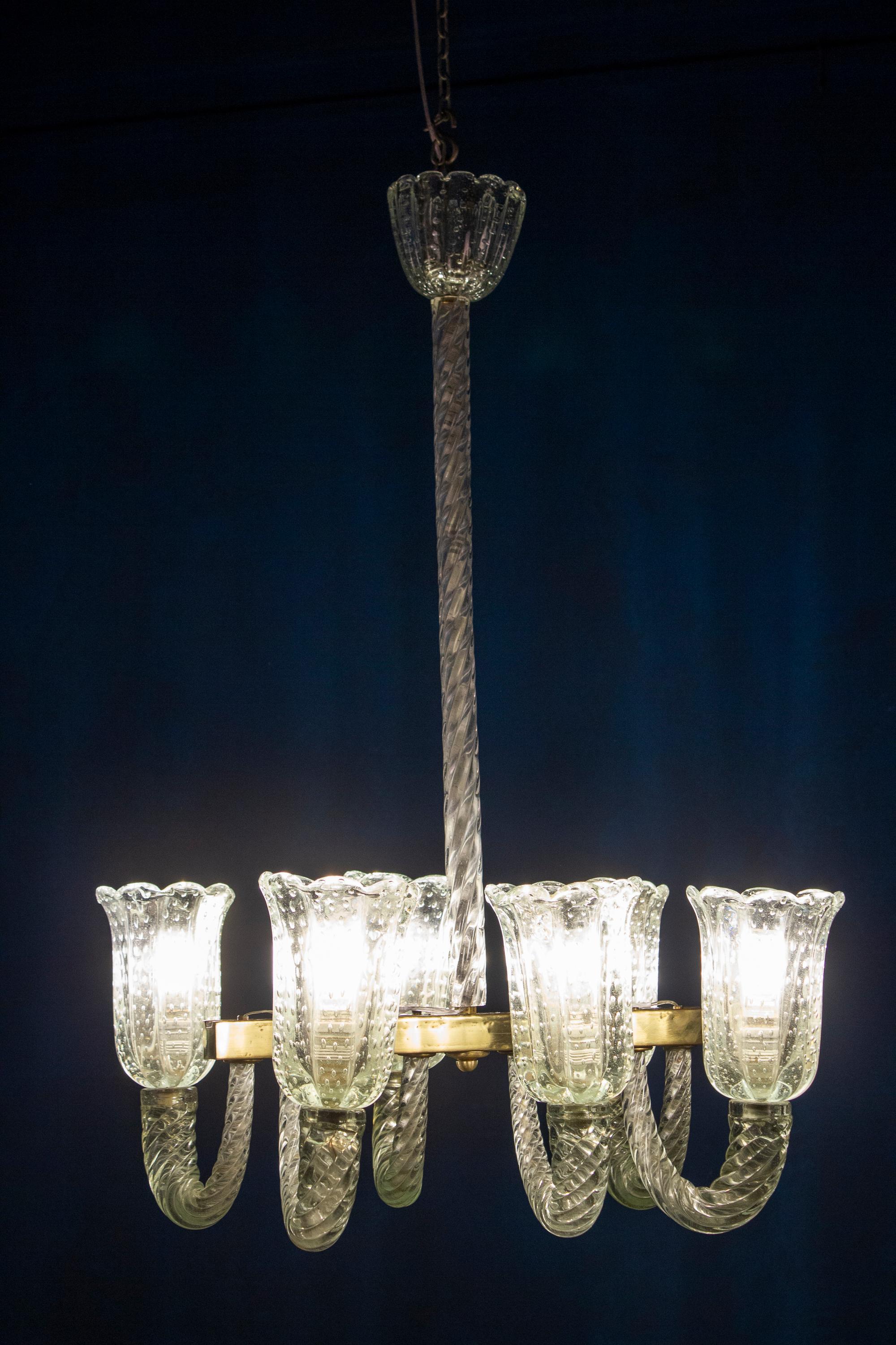 Imposing Art Deco Chandelier by Barovier & Toso For Sale 5