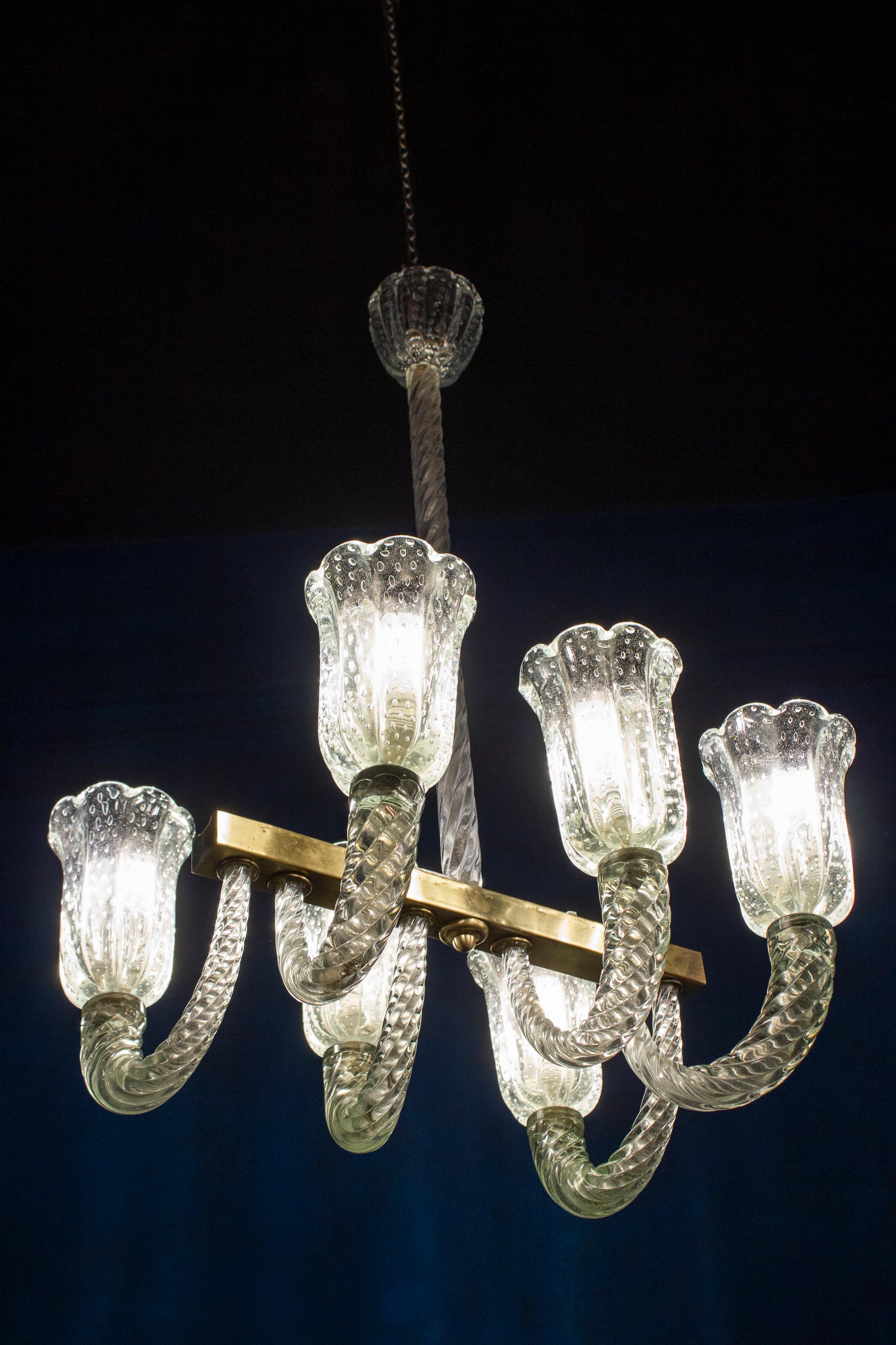 Imposing Art Deco Chandelier by Barovier & Toso For Sale 6