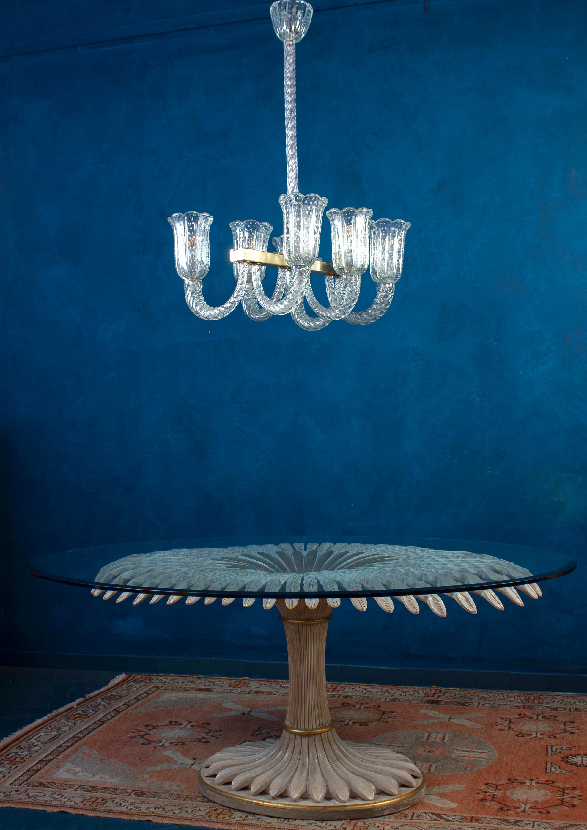 Imposing Art Deco Chandelier by Barovier & Toso For Sale 8