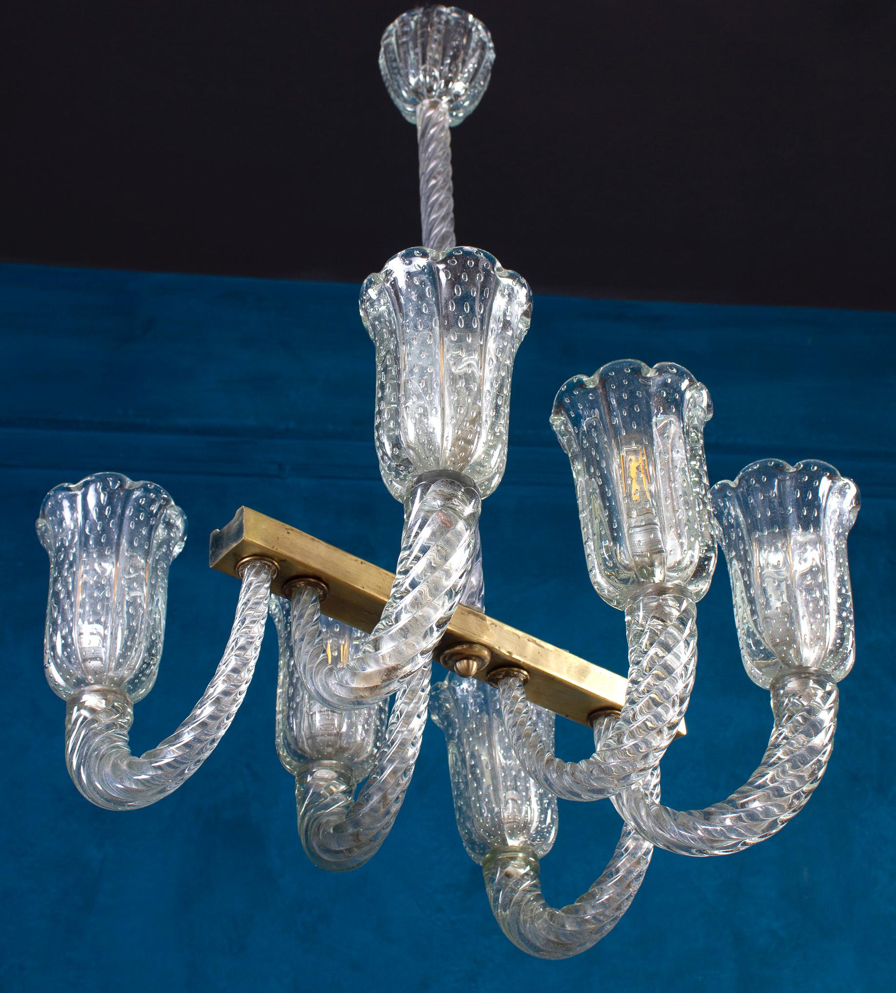 Imposing Art Deco Chandelier by Barovier & Toso In Excellent Condition For Sale In Rome, IT