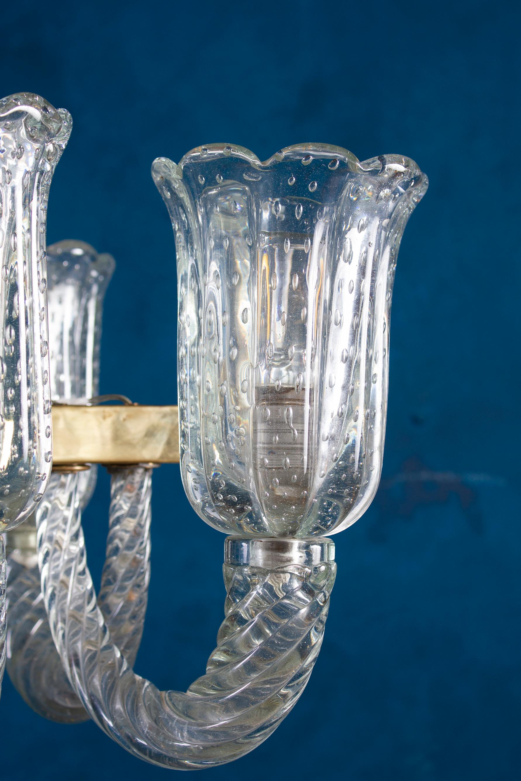 Mid-20th Century Imposing Art Deco Chandelier by Barovier & Toso For Sale