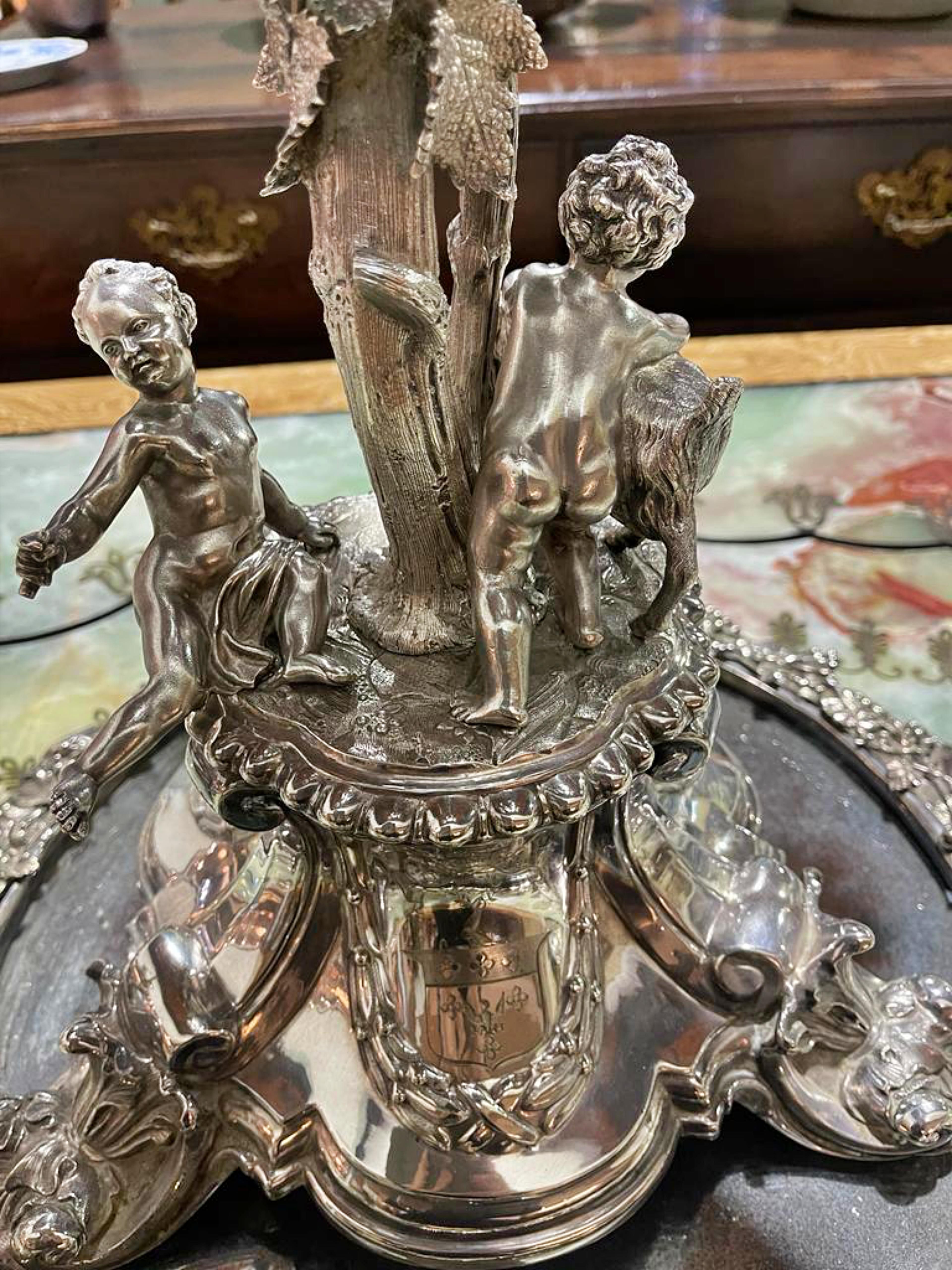 Baroque IMPOSING CANDELABRO With Arms Whytt Family of Bennochy-Whyte-Melville 1860 19thC For Sale