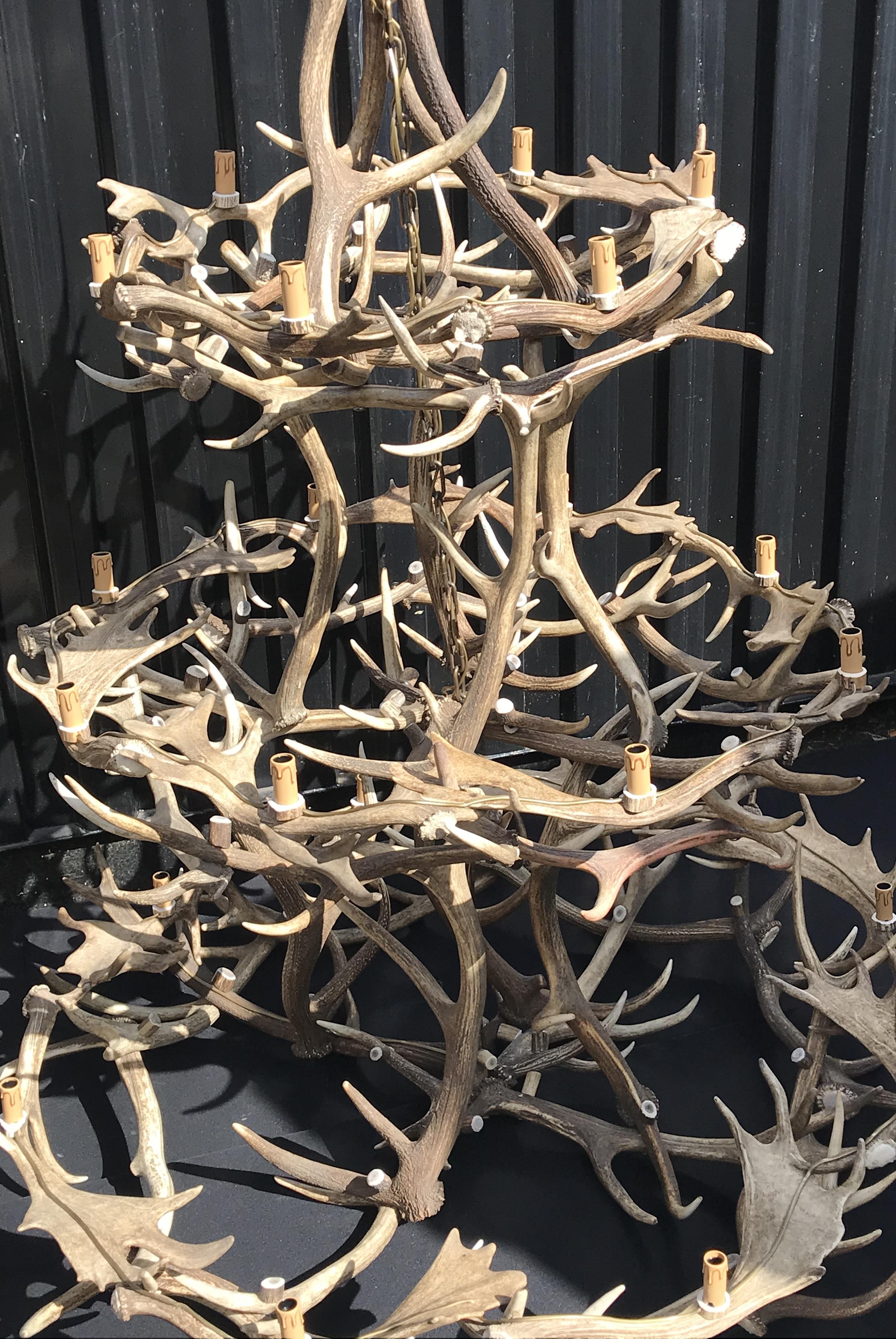 Dutch Imposing Chandelier Made of Antlers For Sale