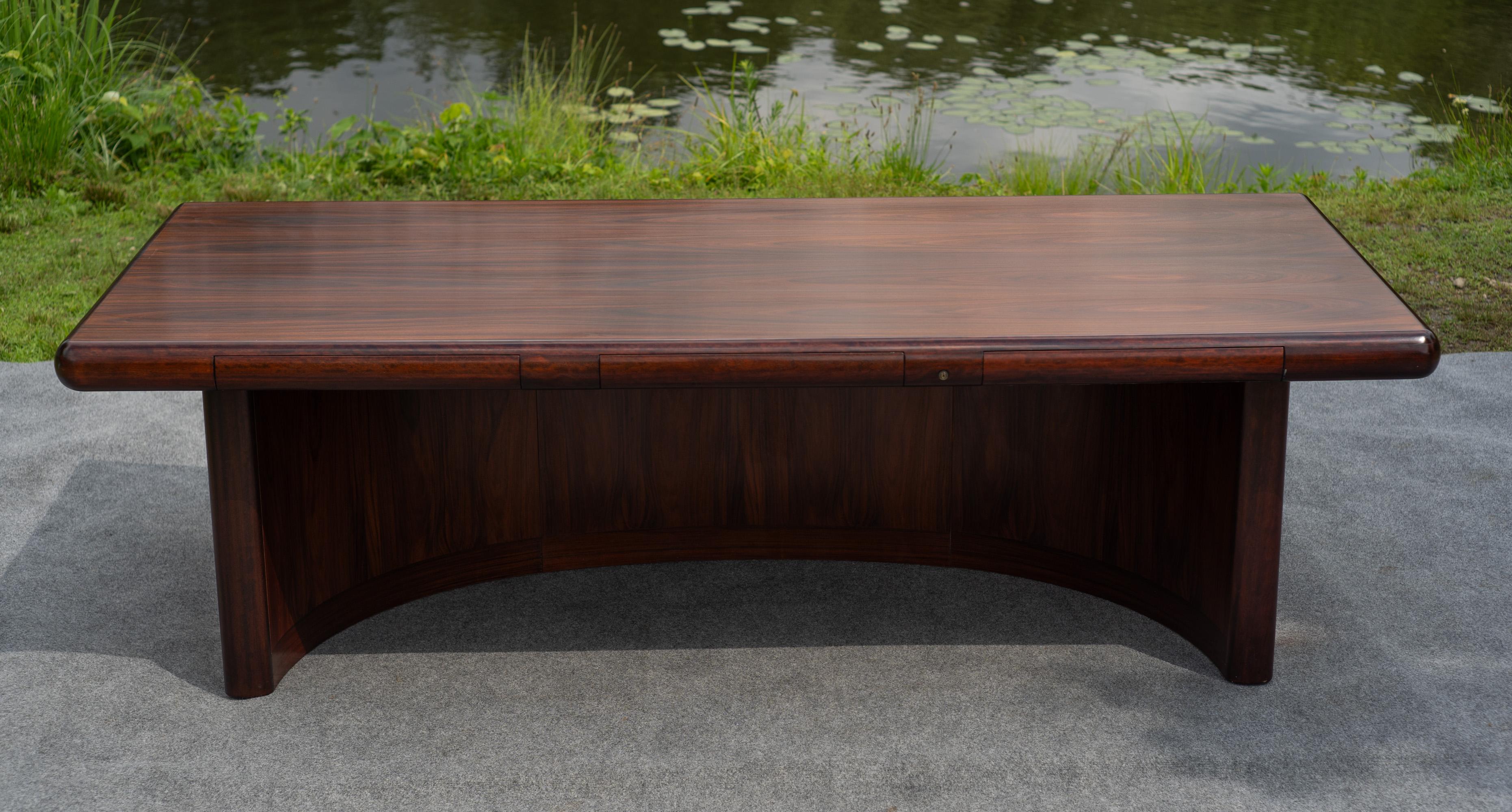 Mid-Century Modern Imposing Dyrlund Rosewood Executive 'Super Skyline' Desk, Made in Denmark, 1970s For Sale