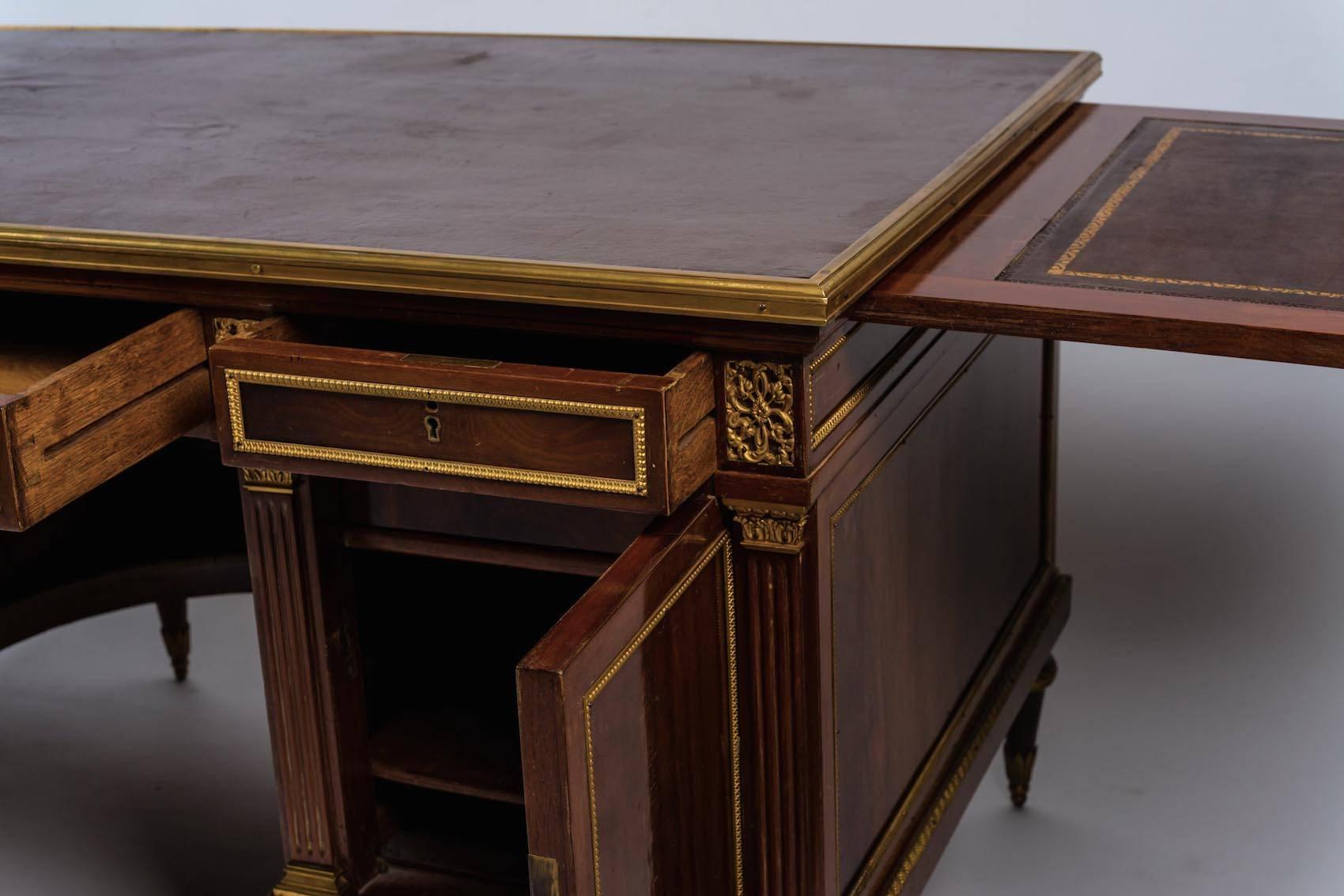 Imposing French 19th Century Mahogany Pedestal Writing Desk 1