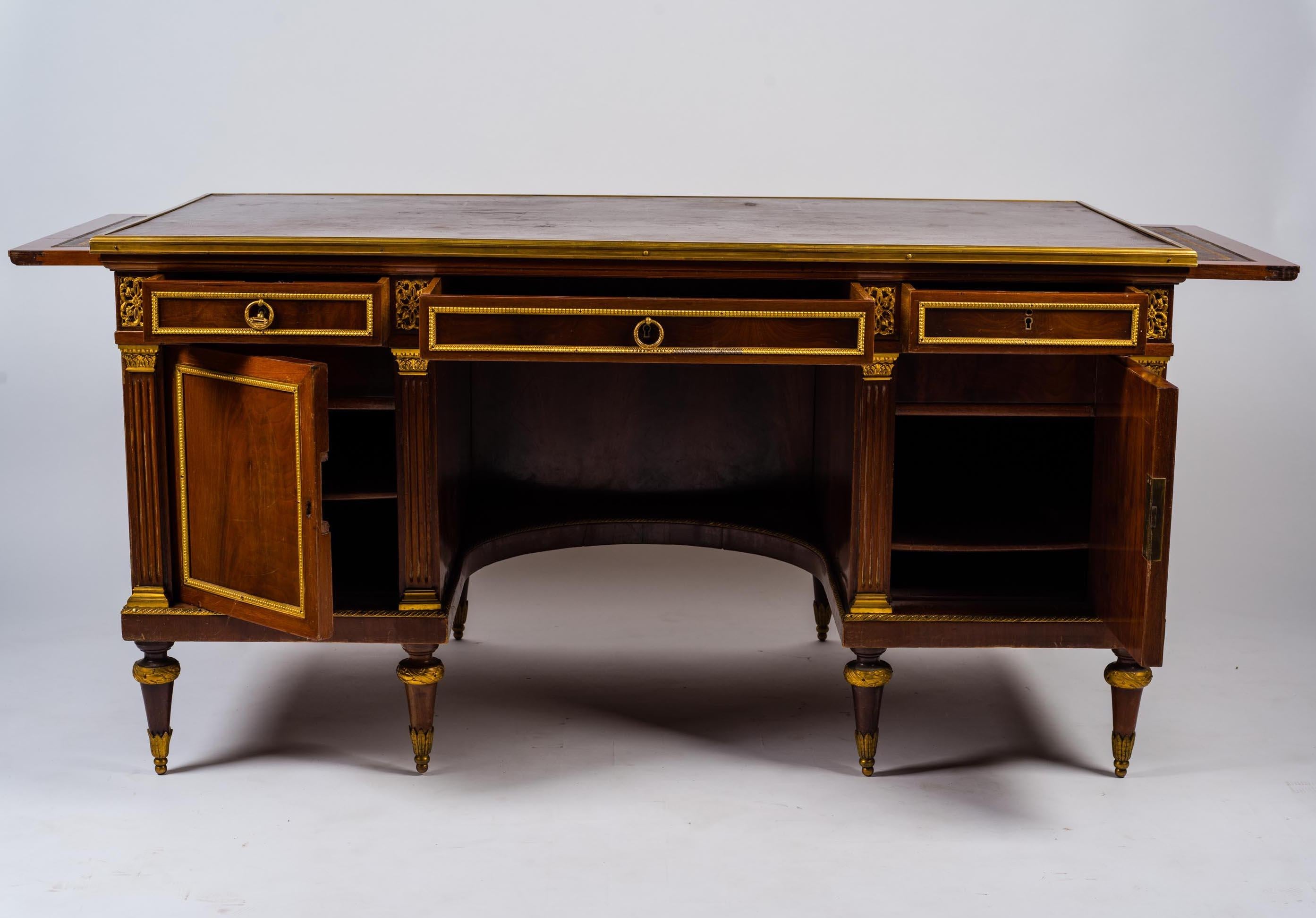 Imposing French 19th Century Mahogany Pedestal Writing Desk 3