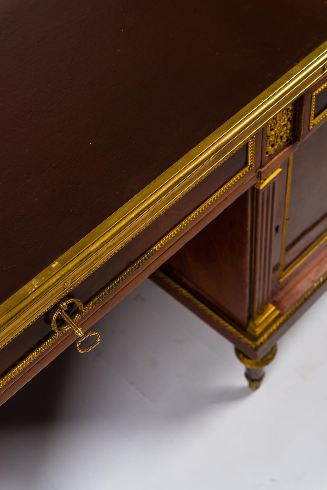 Imposing French 19th Century Mahogany Pedestal Writing Desk 4