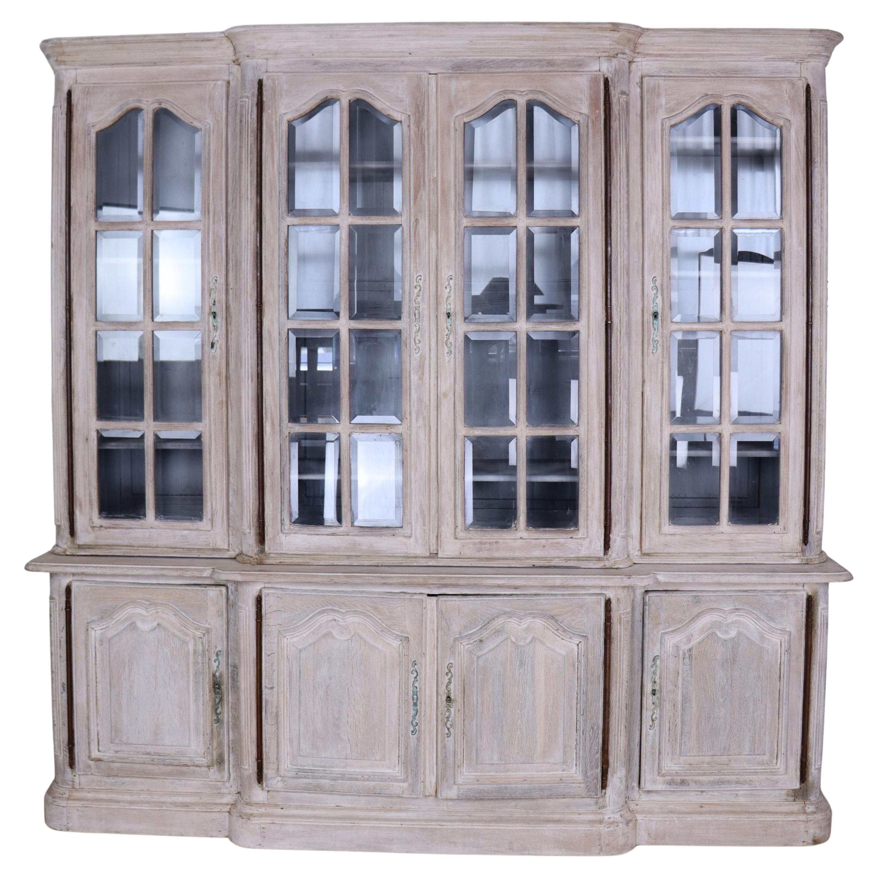 Imposing French Bleached Oak Cabinet For Sale