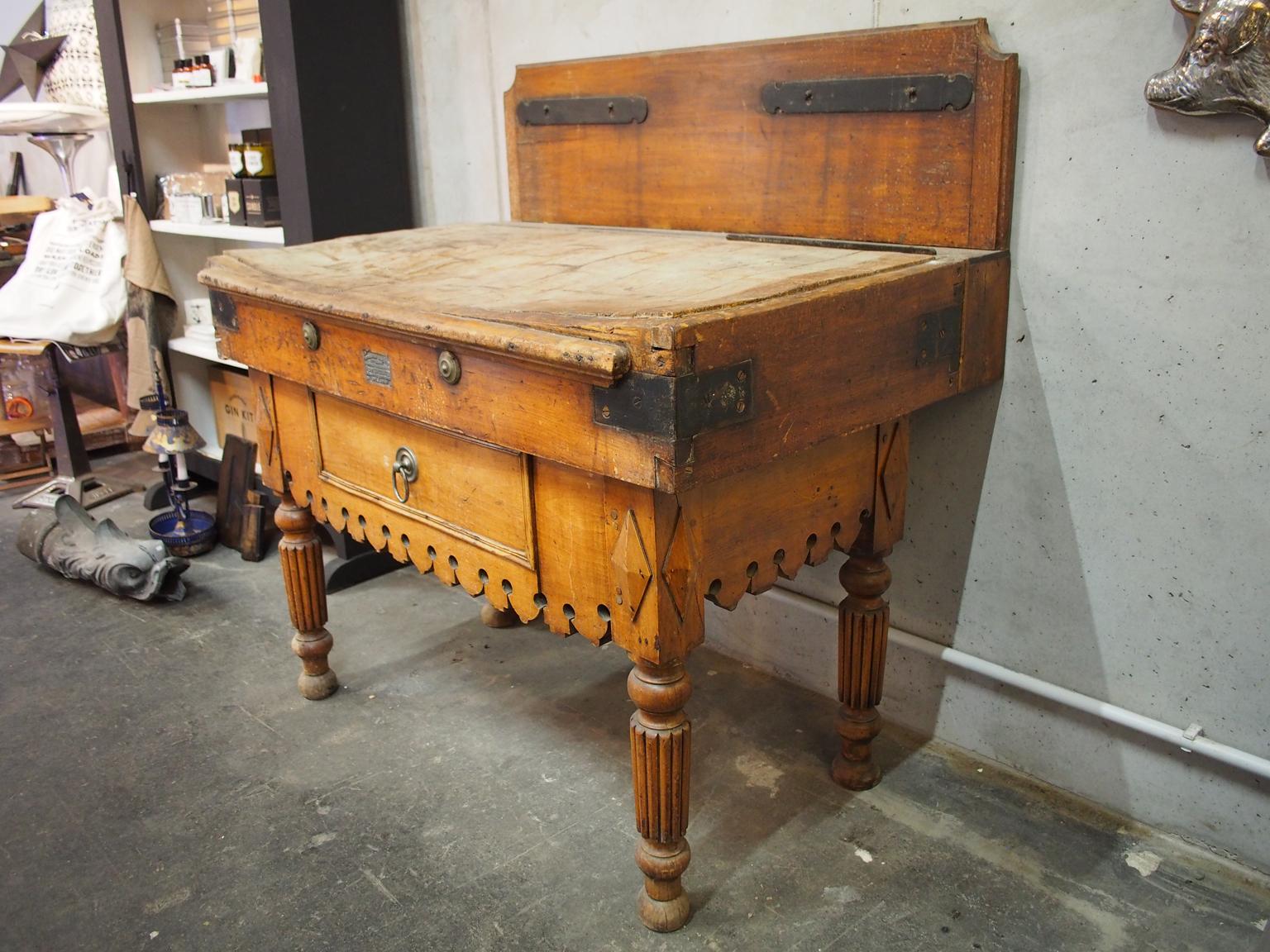French Provincial Imposing French Butcher Table, circa 1900