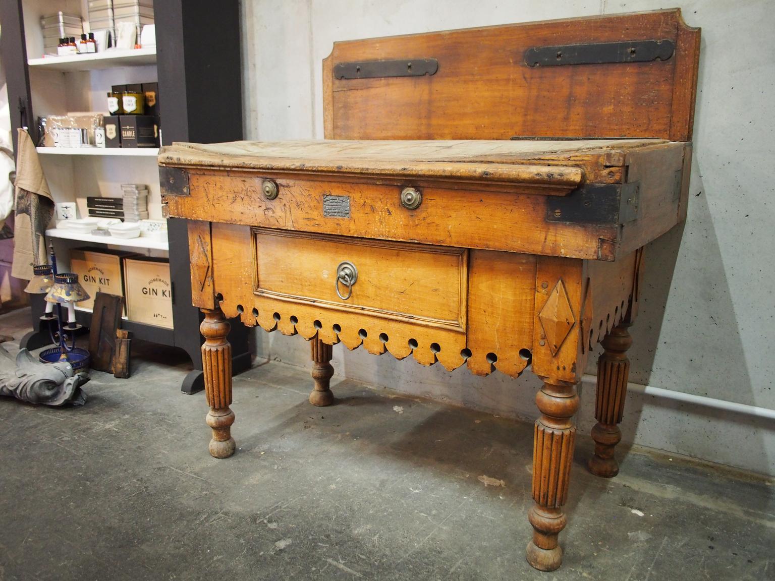 19th Century Imposing French Butcher Table, circa 1900
