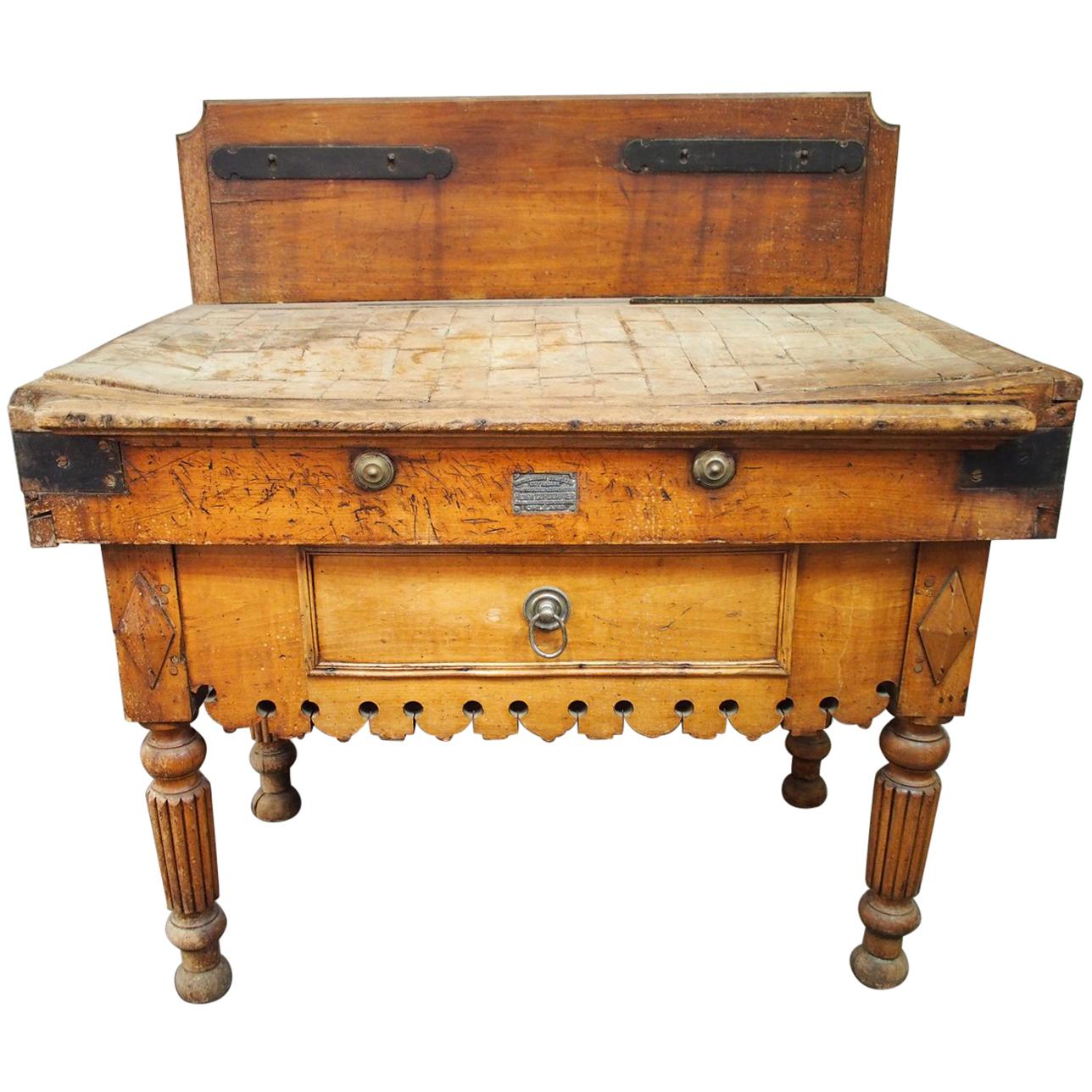 Imposing French Butcher Table, circa 1900
