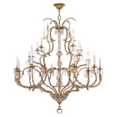 Imposing Gilt-iron & Crystal Basket-form 25-light Chandelier