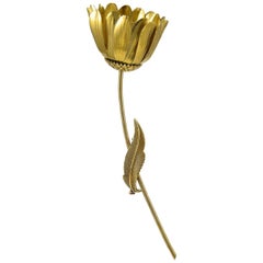 Imposante broche fleur en or des années 1960, par Hermès de Paris