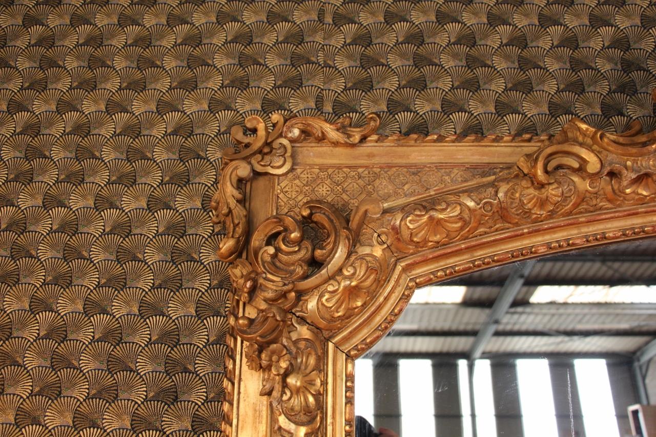 Francese Imponente specchio d'oro XIX in vendita
