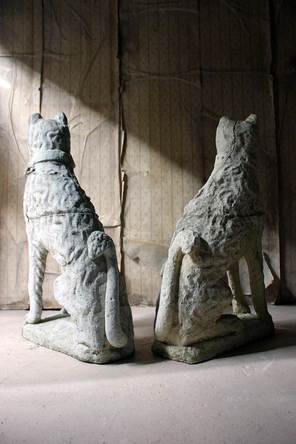 Imposing Large Pair of 16th Century Style Cast Stone Seated Dogs 4