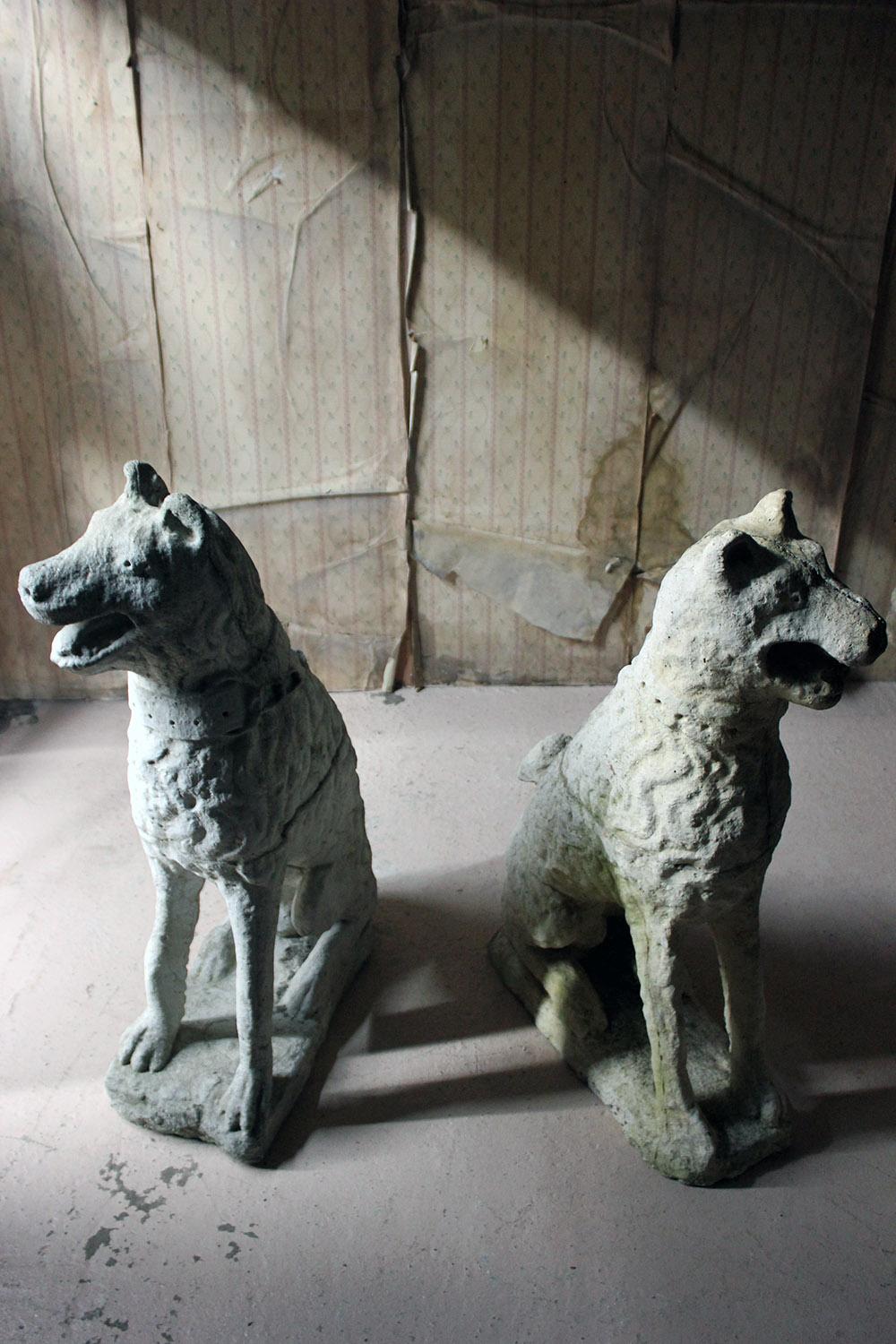 Imposing Large Pair of 16th Century Style Cast Stone Seated Dogs 11