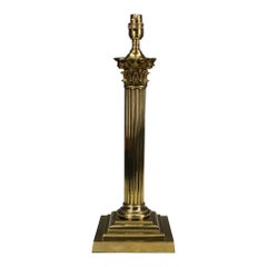 Imposing Late Victorian Brass Corinthian Column Table Lamp, c. 1880