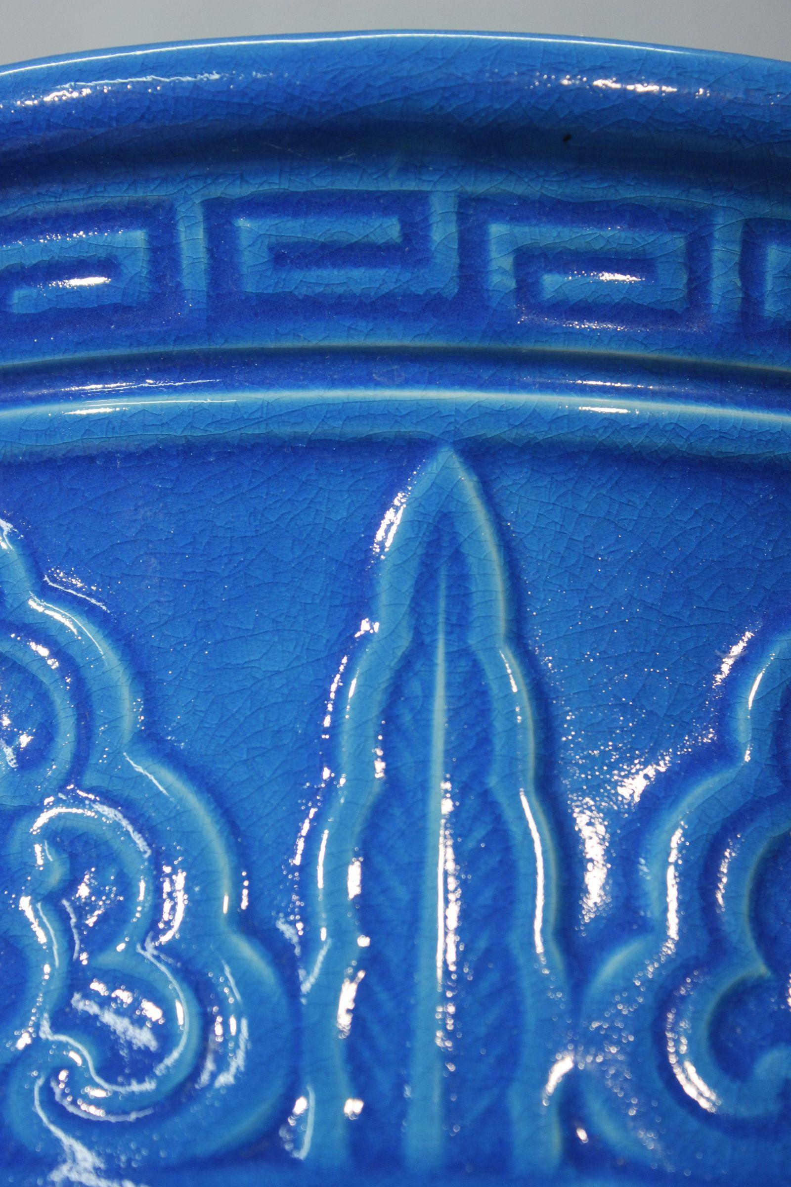 Imposante Bodenvase aus der Longwy Majolika-Serie im chinesischen Stil um 1900 im Angebot 3