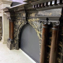 Imposing Mid-19th Century Arched Chimneypiece in Portoro Marble
