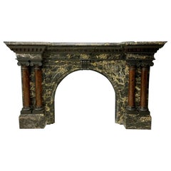 Imposing Mid-19th Century Arched Chimneypiece in Portoro Marble