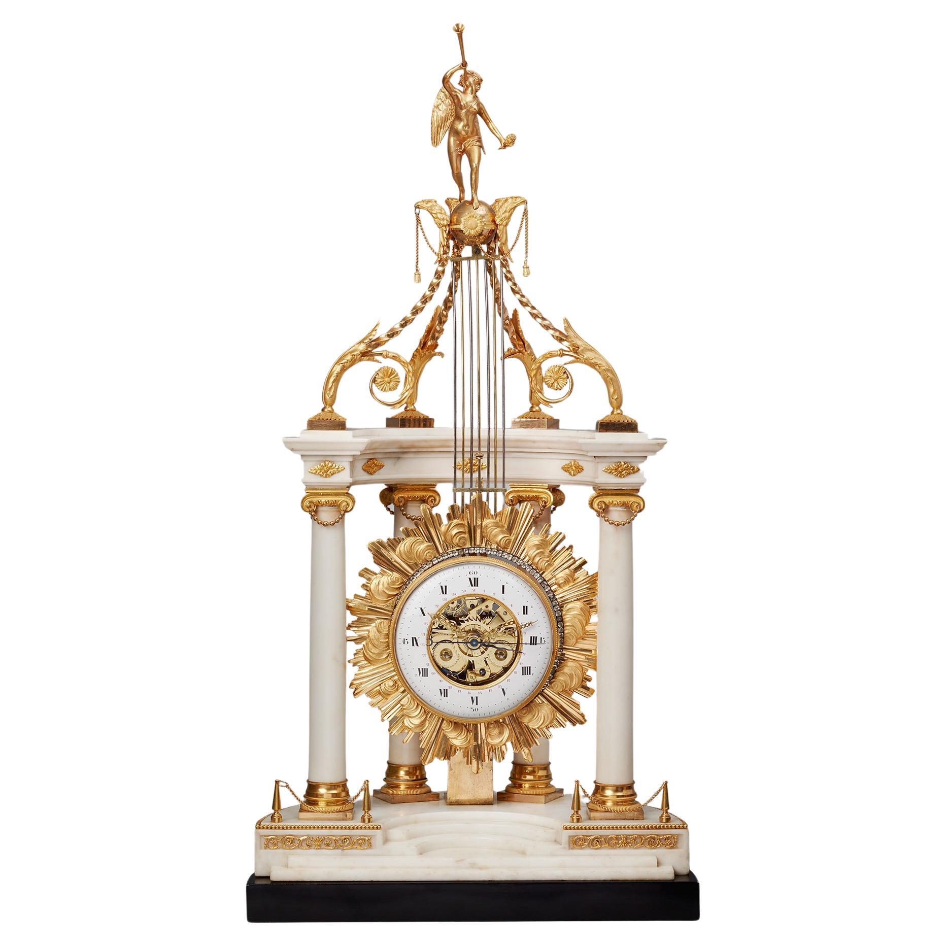Imposing Monumental Louis XVI Temple Mantel Clock by  Barbichon For Sale