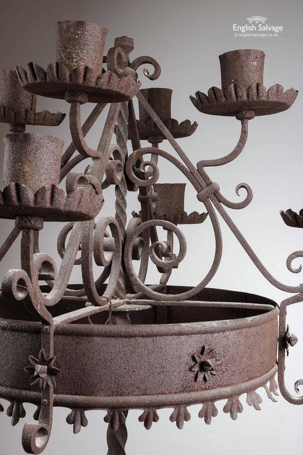 Iron Imposing Ornate Continental Candleholder, 20th Century For Sale