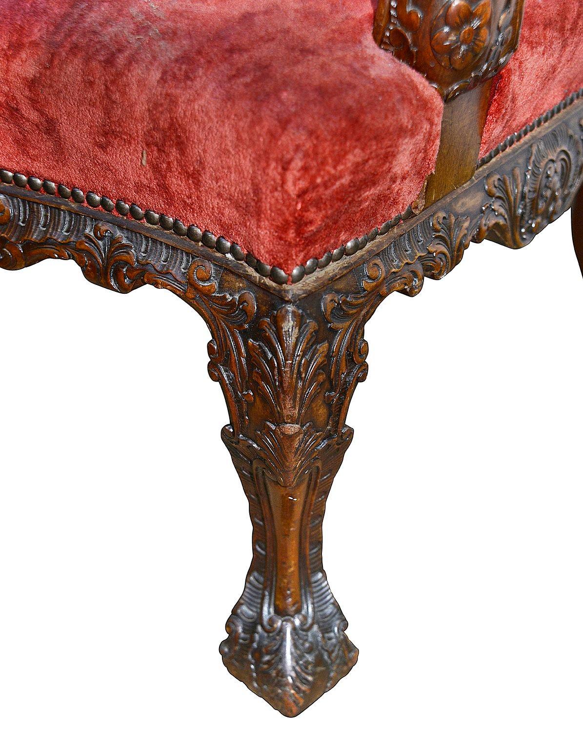 Mahogany Imposing Pair 18th Century Georgian Style Gainsborough Wing Arm Chairs For Sale