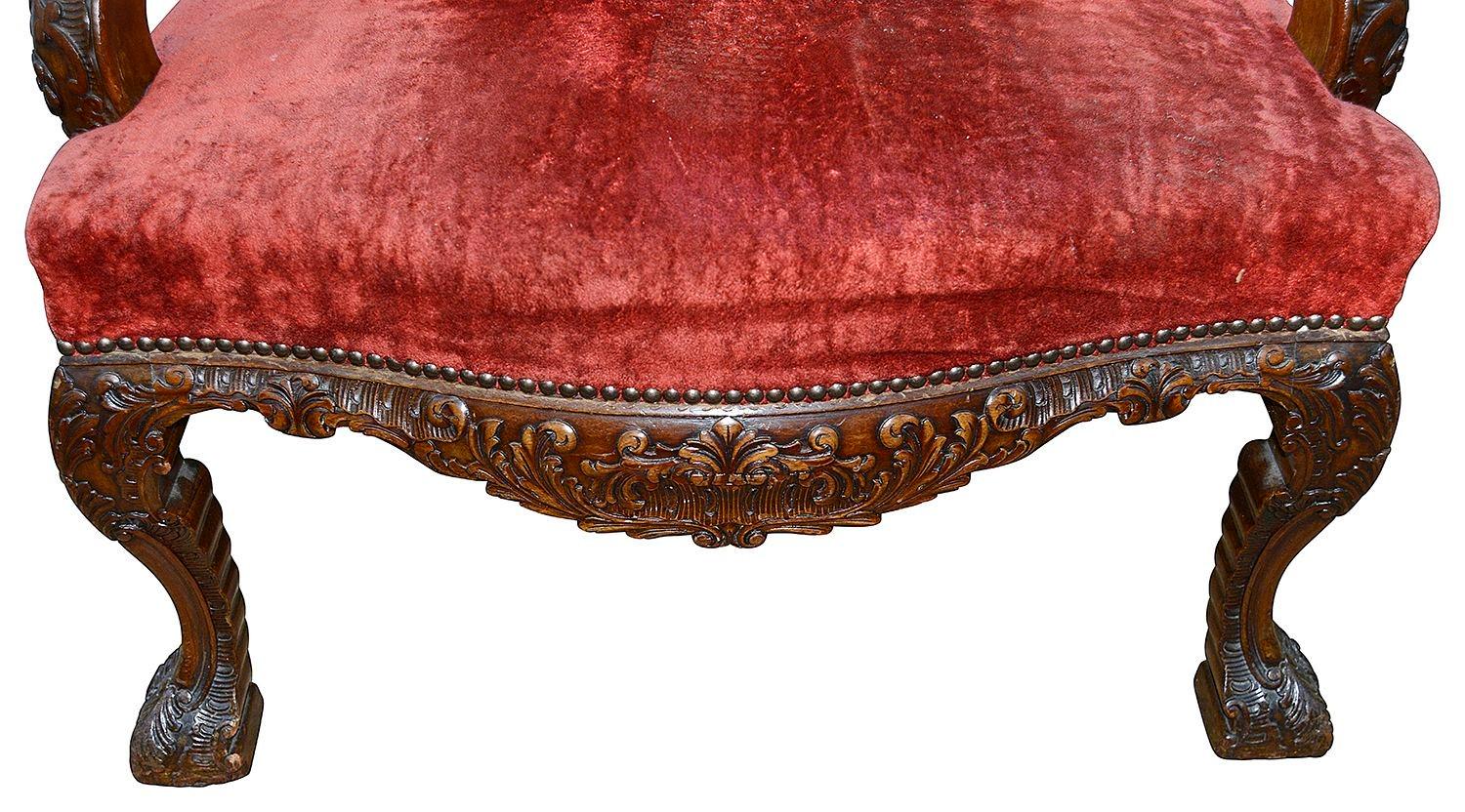 Imposing Pair 18th Century Georgian Style Gainsborough Wing Arm Chairs For Sale 1