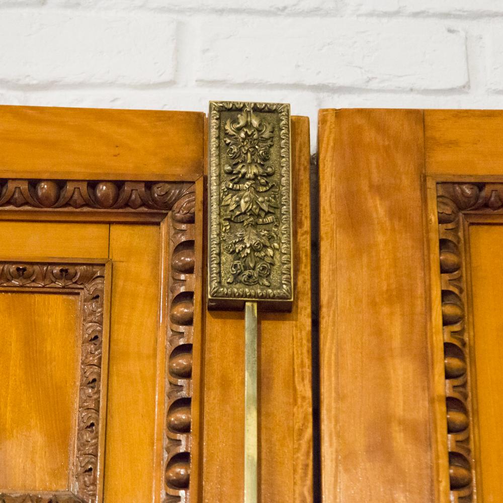 19th Century Imposing Pair of Carved Satin Wood Doors For Sale