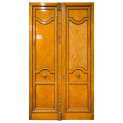 Used Imposing Pair of Carved Satin Wood Doors