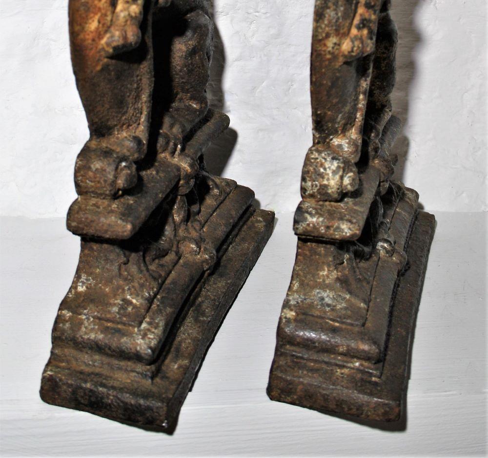 Imposing Pair of Cast Iron Door Porters 'Lion Serjent Erect' in Original Patina For Sale 4