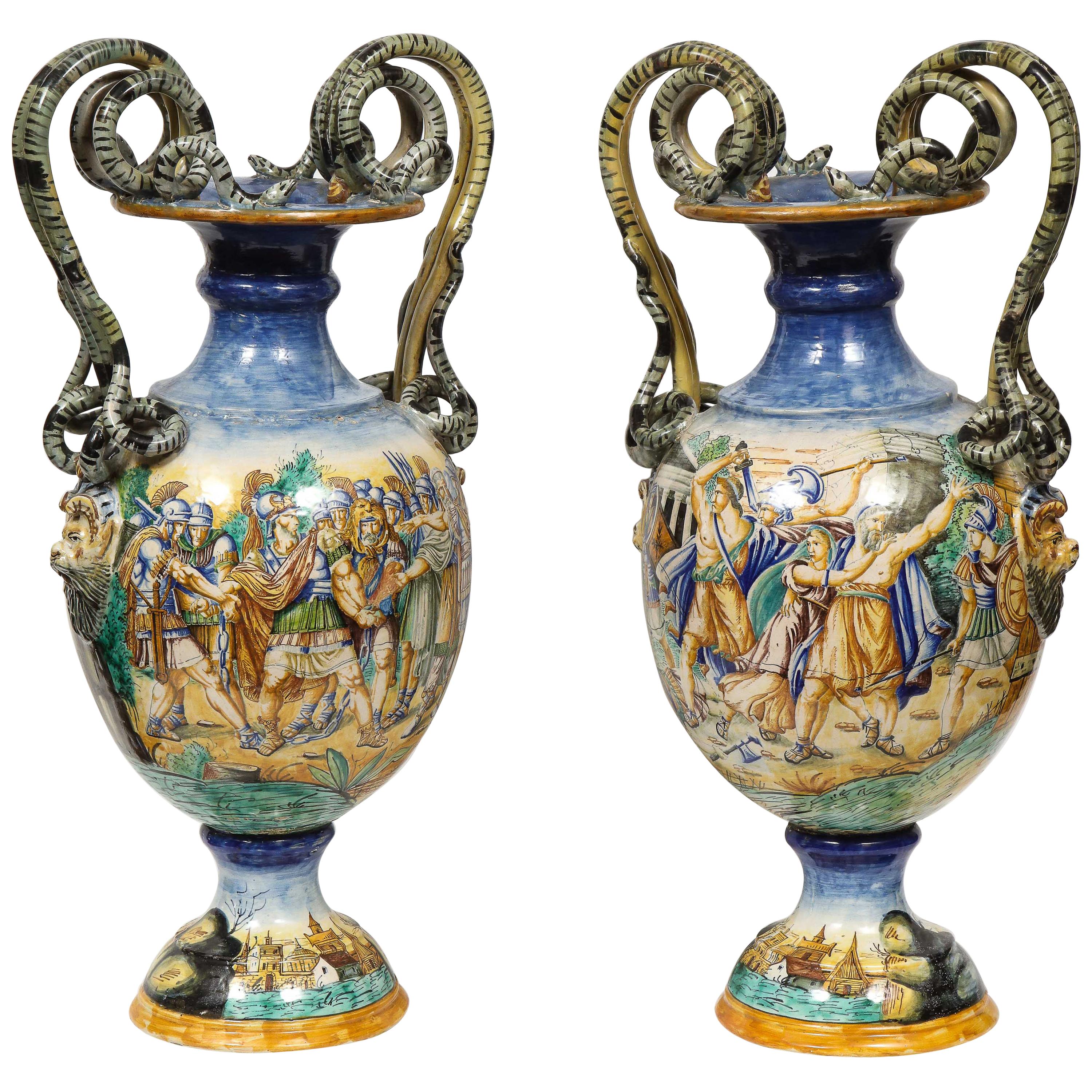 Vintage English Majolica Double Handled Vase