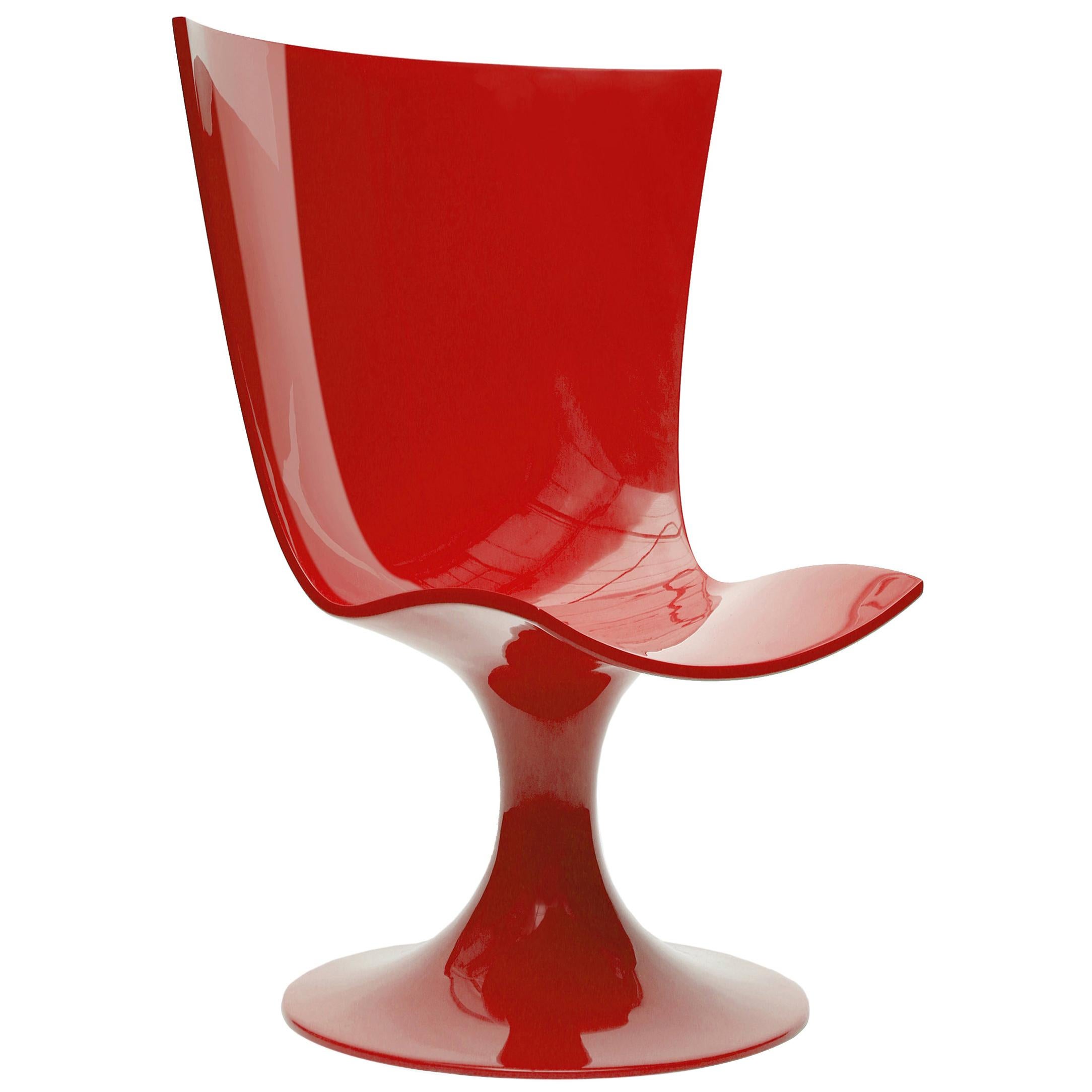 Santos, Imposing Seat, Sculptural Chair in Red by Joel Escalona