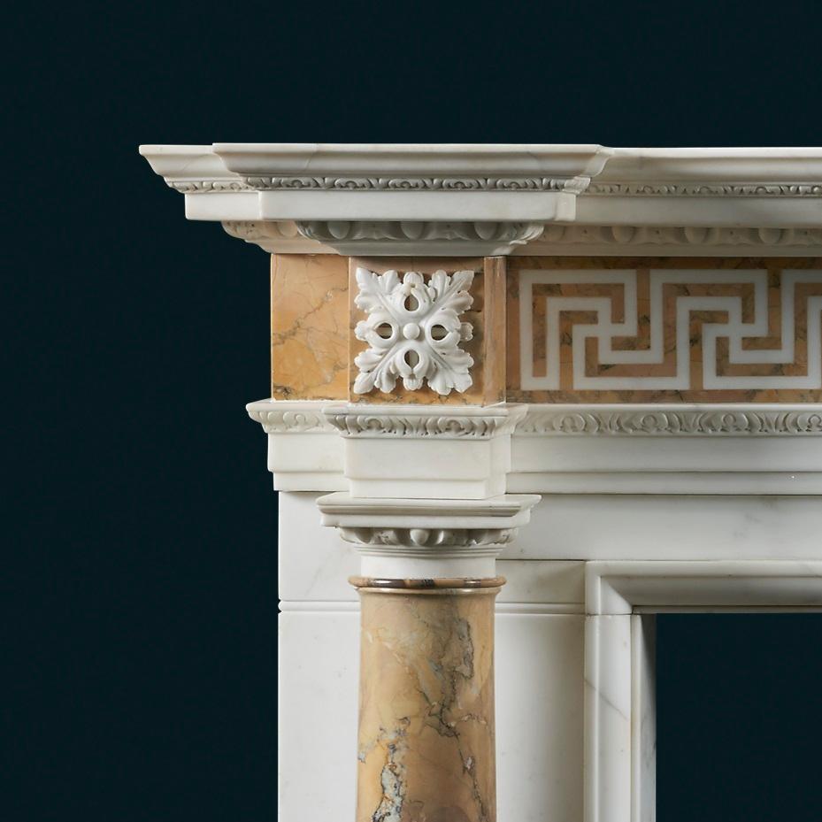 British Statuary & Siena Marble Fireplace of 18th Century Palladian Design