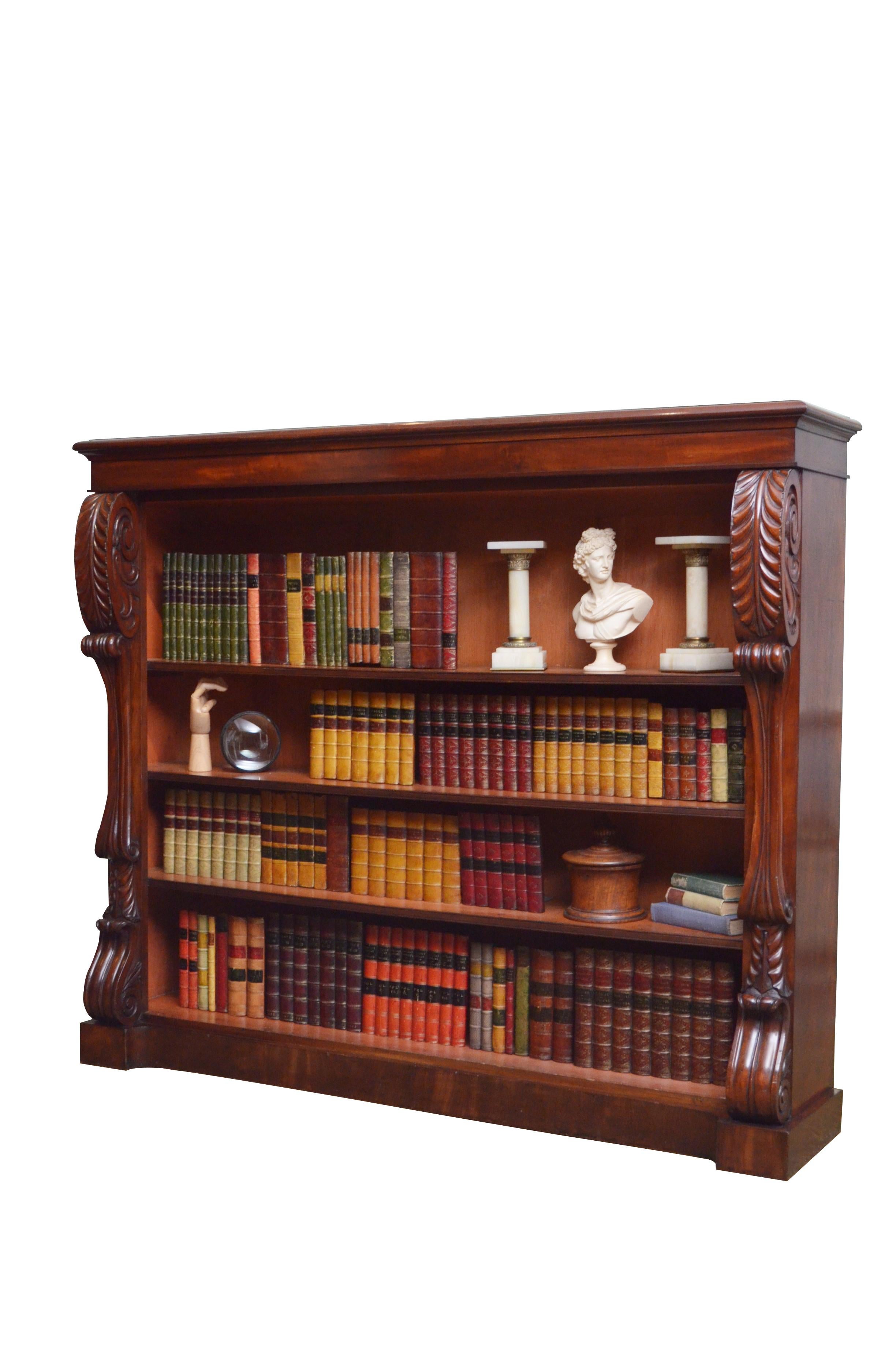 English Imposing William IV Mahogany Open Bookcase For Sale