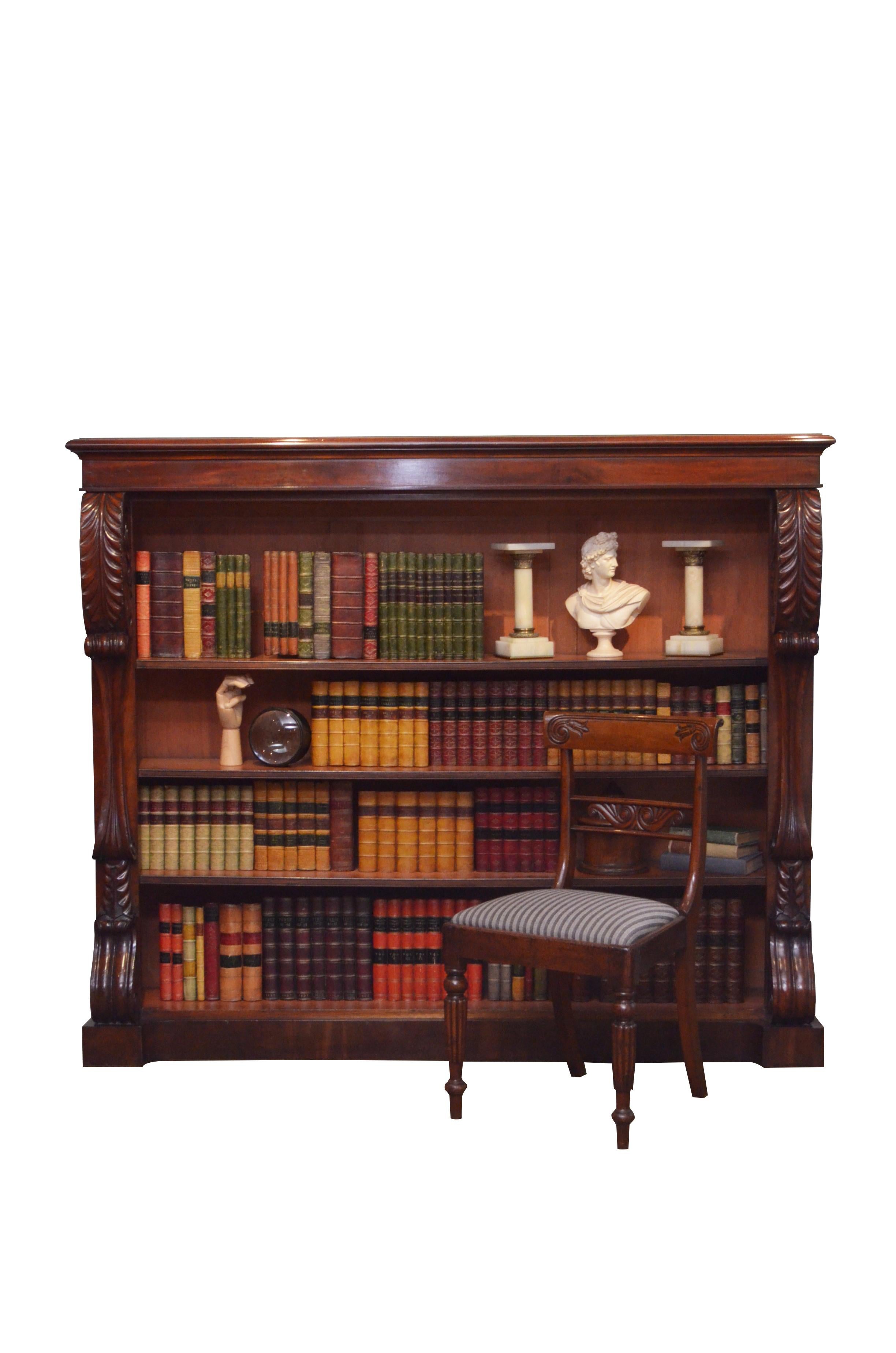 19th Century Imposing William IV Mahogany Open Bookcase For Sale